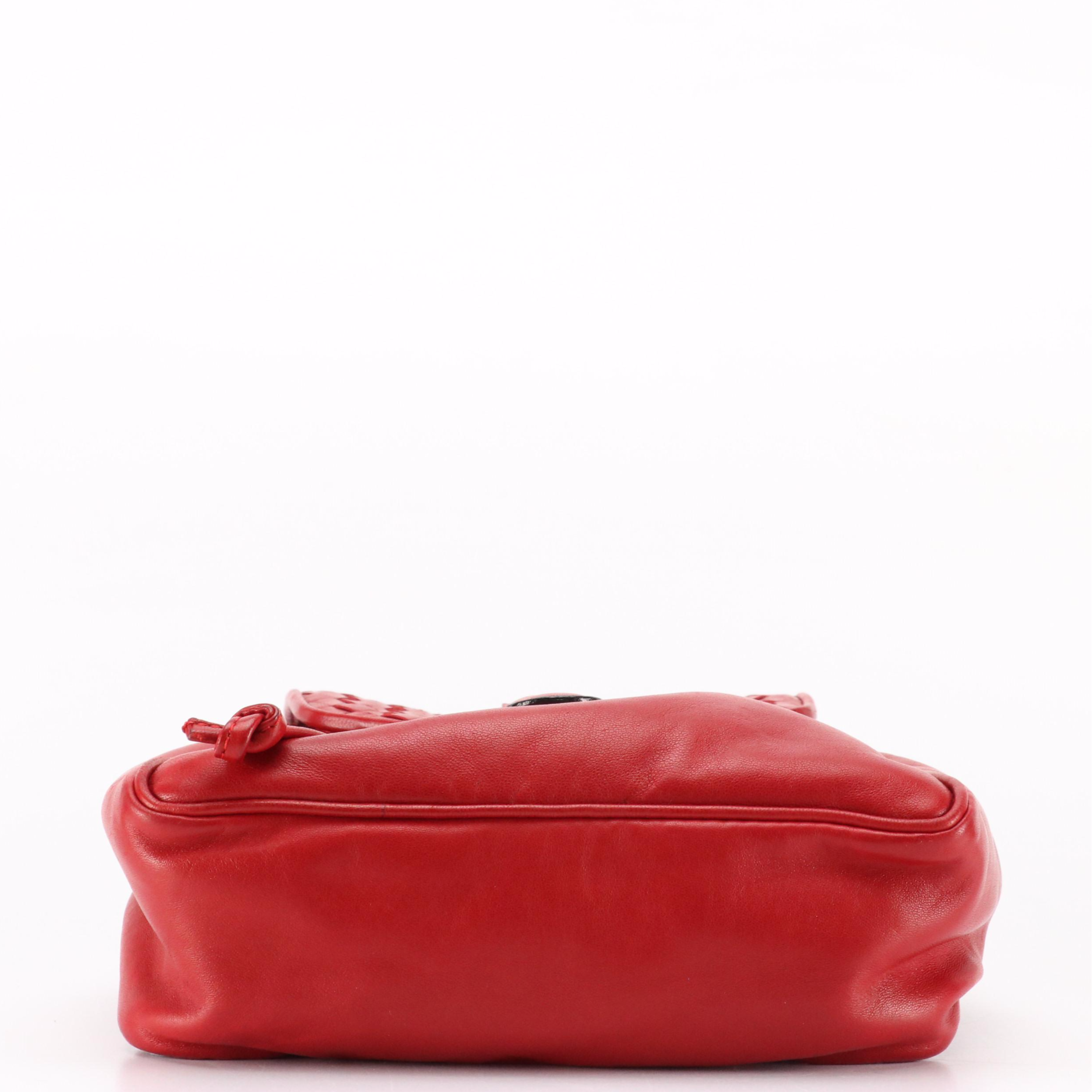 Bottega Veneta Mini Backpack Purse in Red Leather with Intrecciato Detail