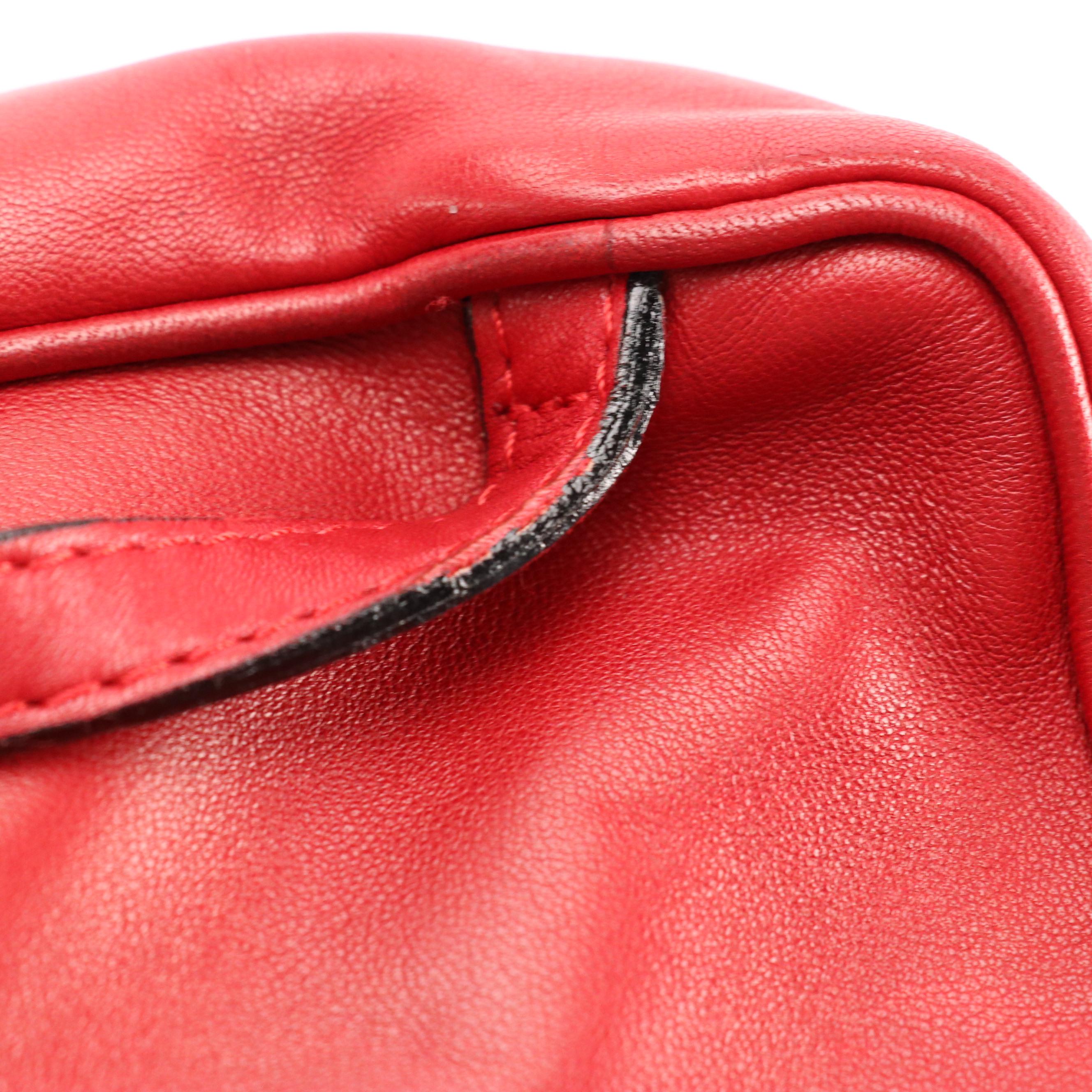 Bottega Veneta Mini Backpack Purse in Red Leather with Intrecciato Detail