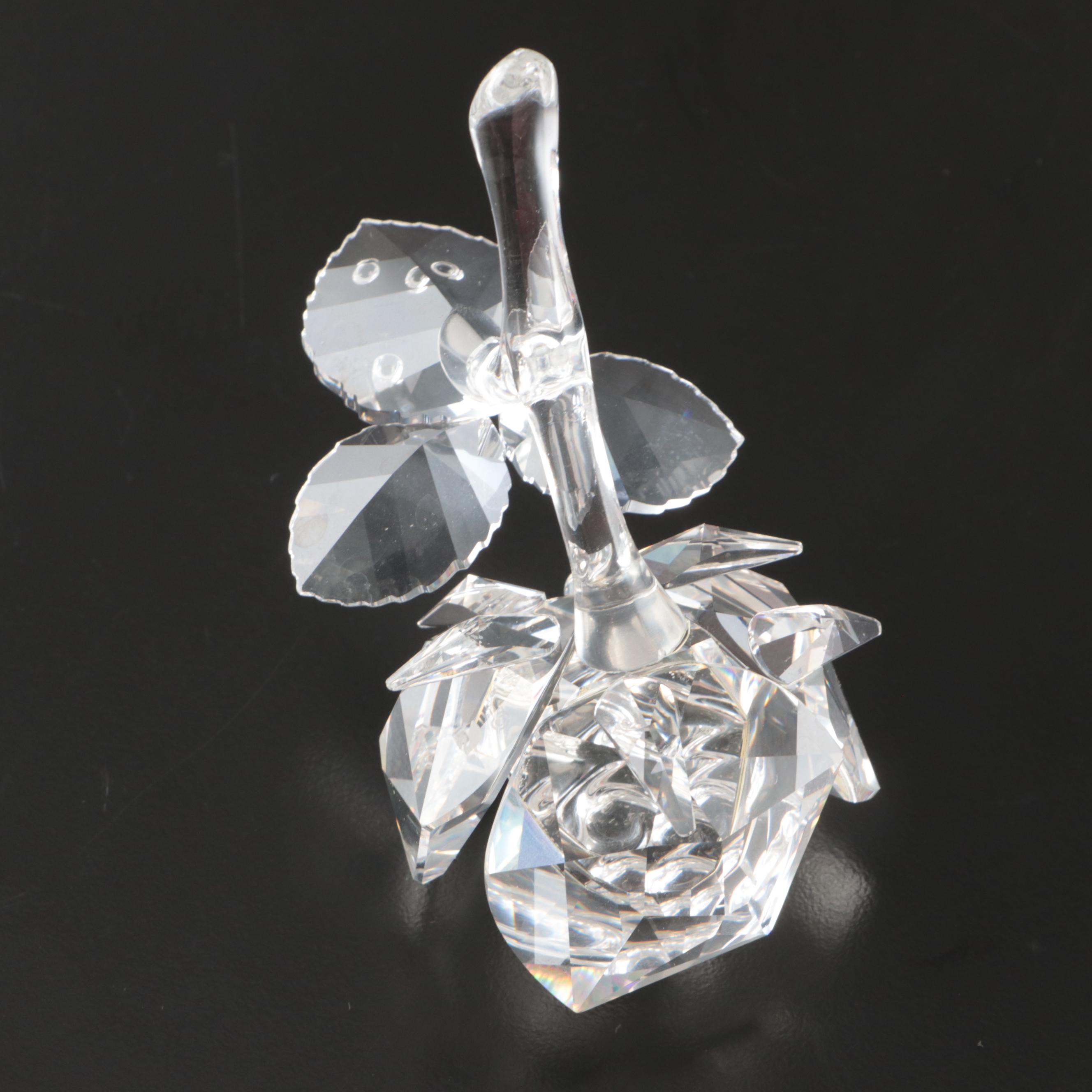 Swarovski "The Rose," "Small Water Lily" and "Vase of Roses" Crystal Figurines