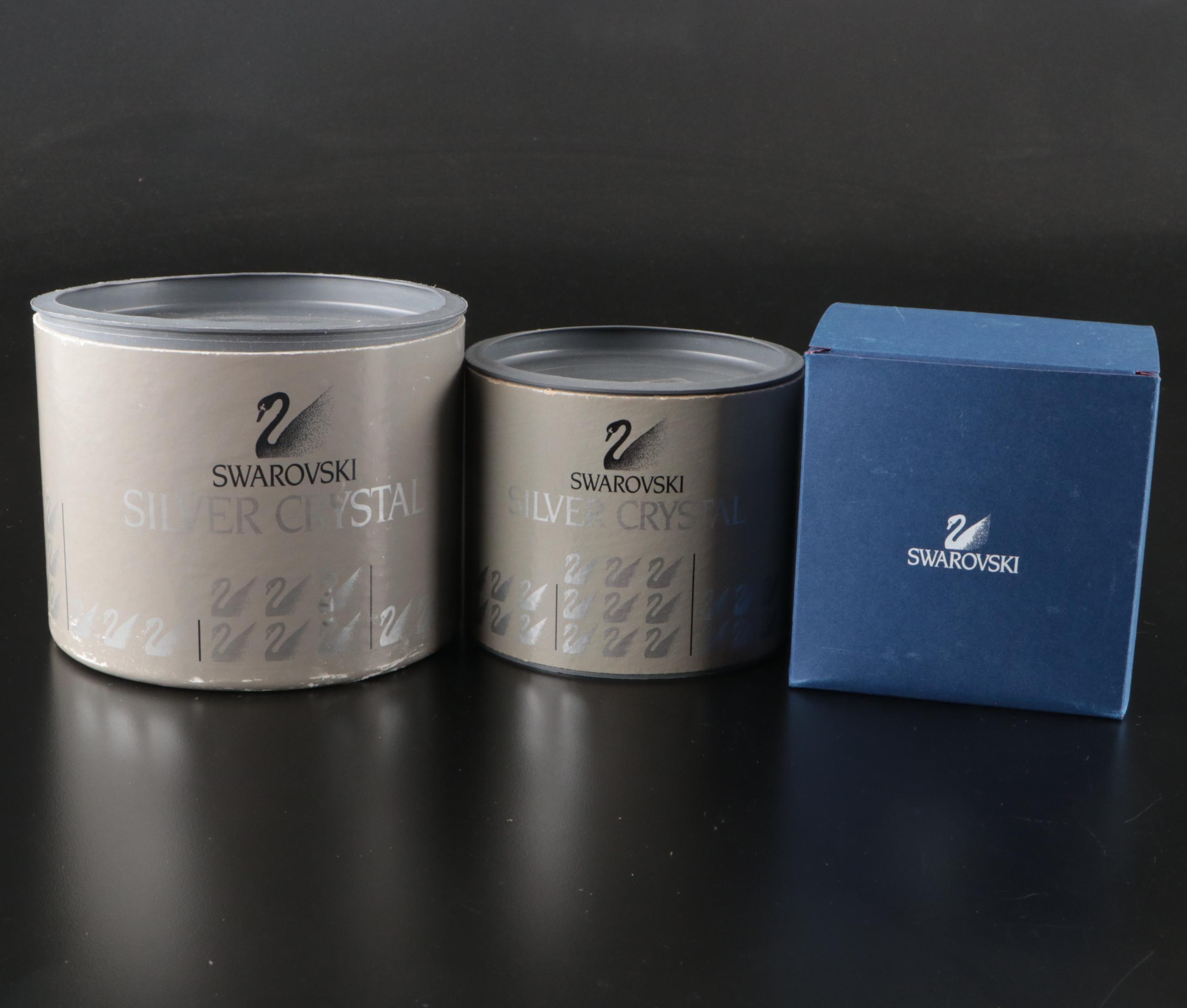 Swarovski "The Rose," "Small Water Lily" and "Vase of Roses" Crystal Figurines