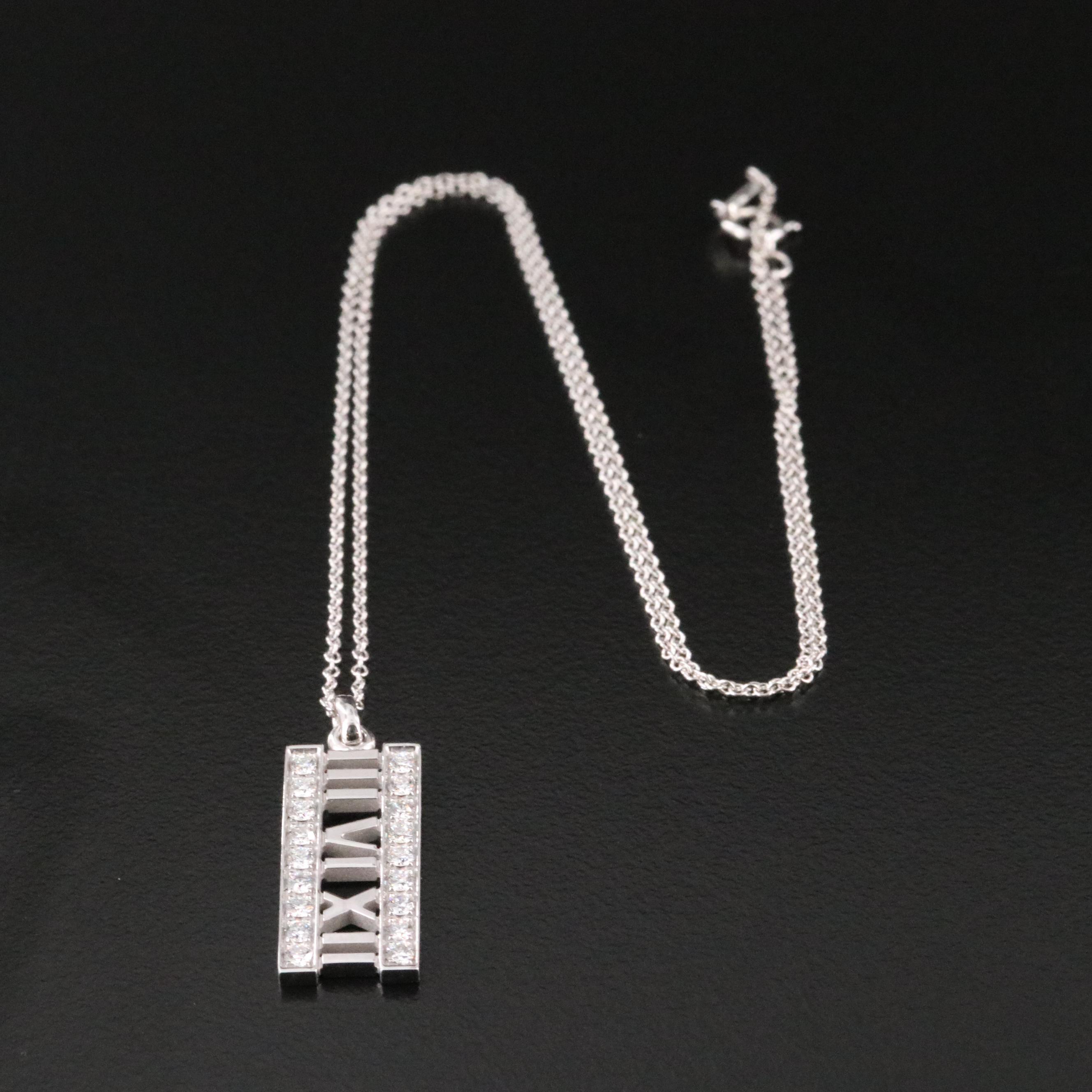 Tiffany & Co. Atlas 18K 0.45 CTW Diamond Vertical Bar Necklace