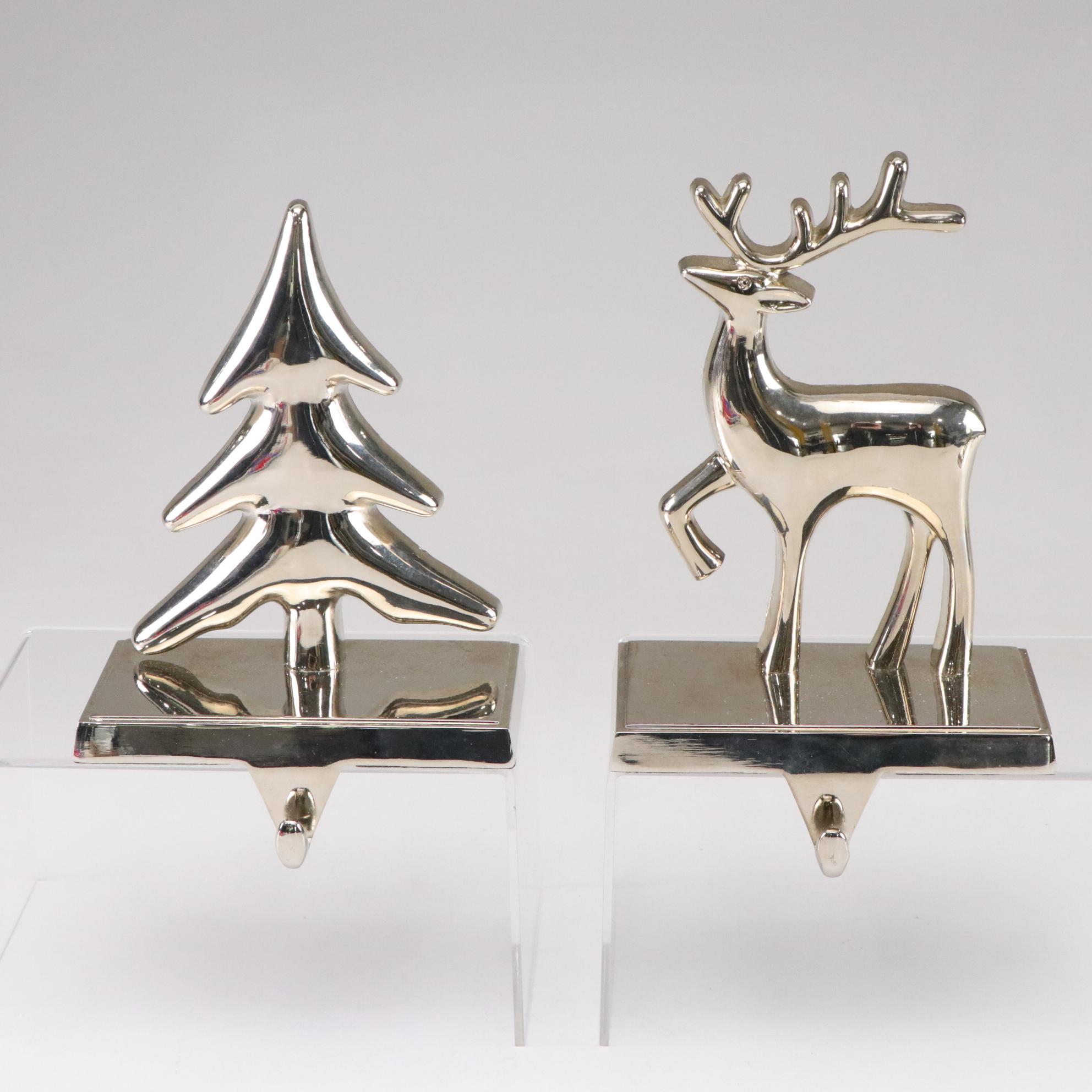 Chrome Mantel Hooks & Christmas Stockings