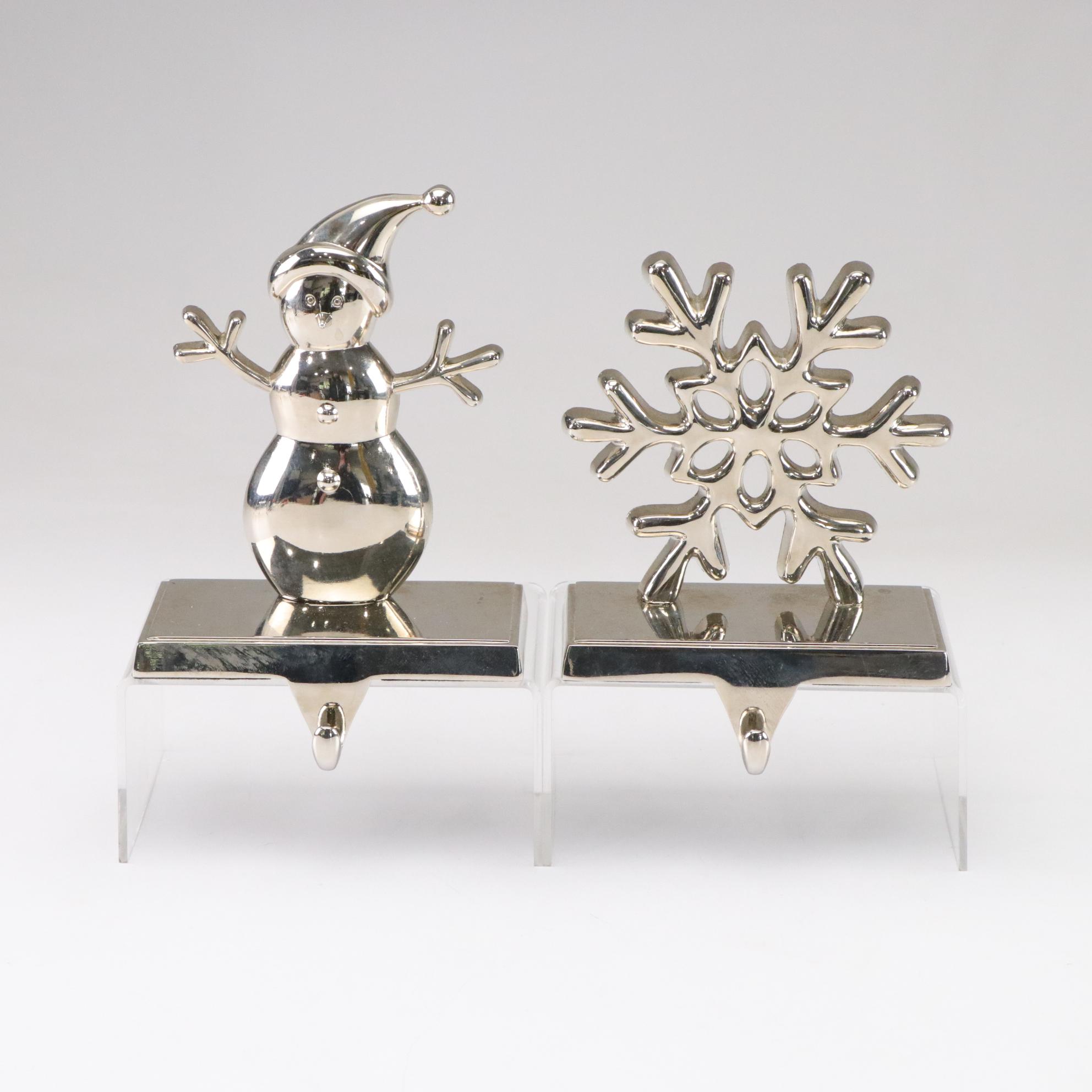 Chrome Mantel Hooks & Christmas Stockings