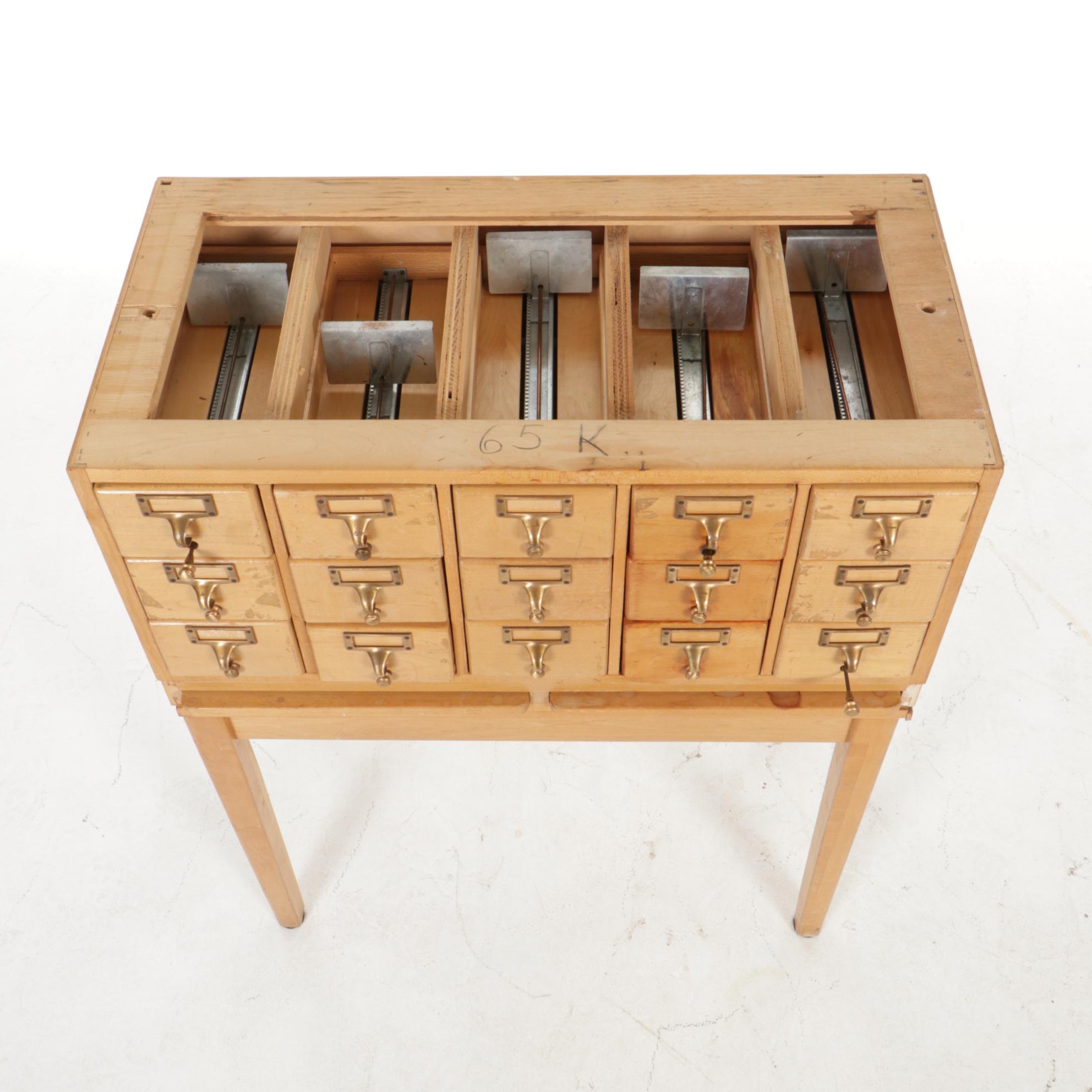 Fifteen Drawer Library Card Catalog Cabinet