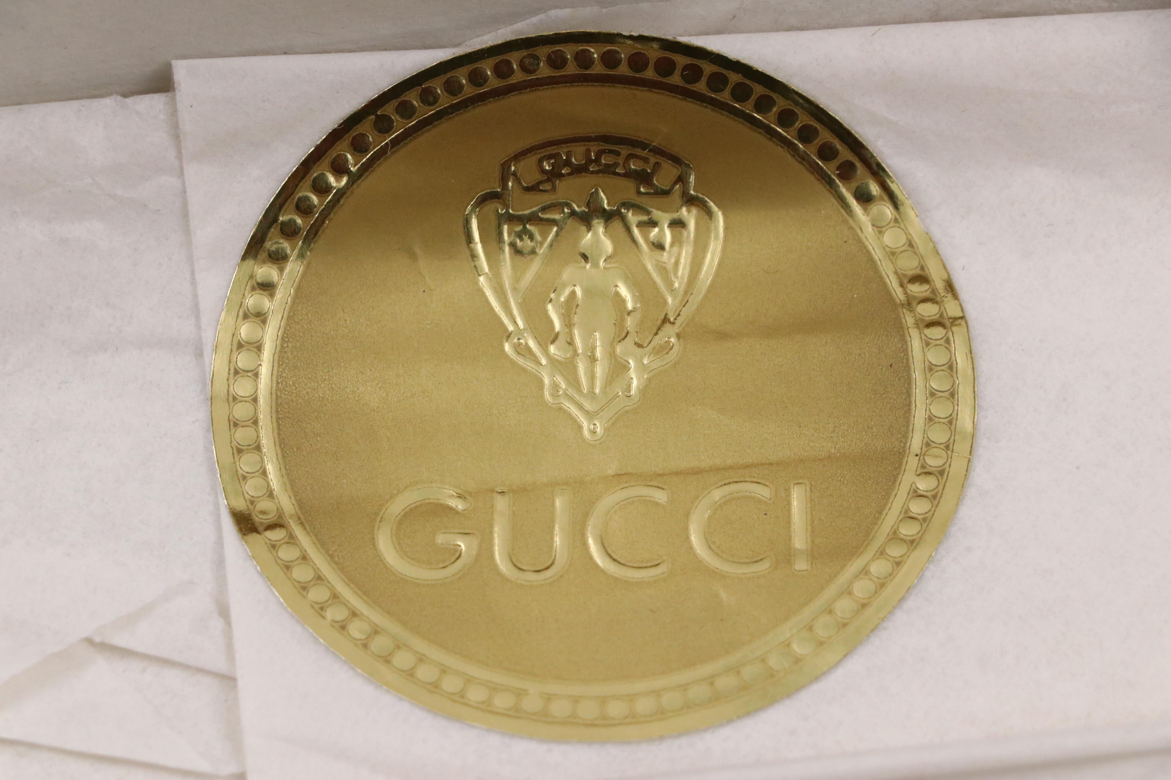 Vintage Gucci Galleria Sterling Silver 18K Gold Gemstone Minaudière with Box