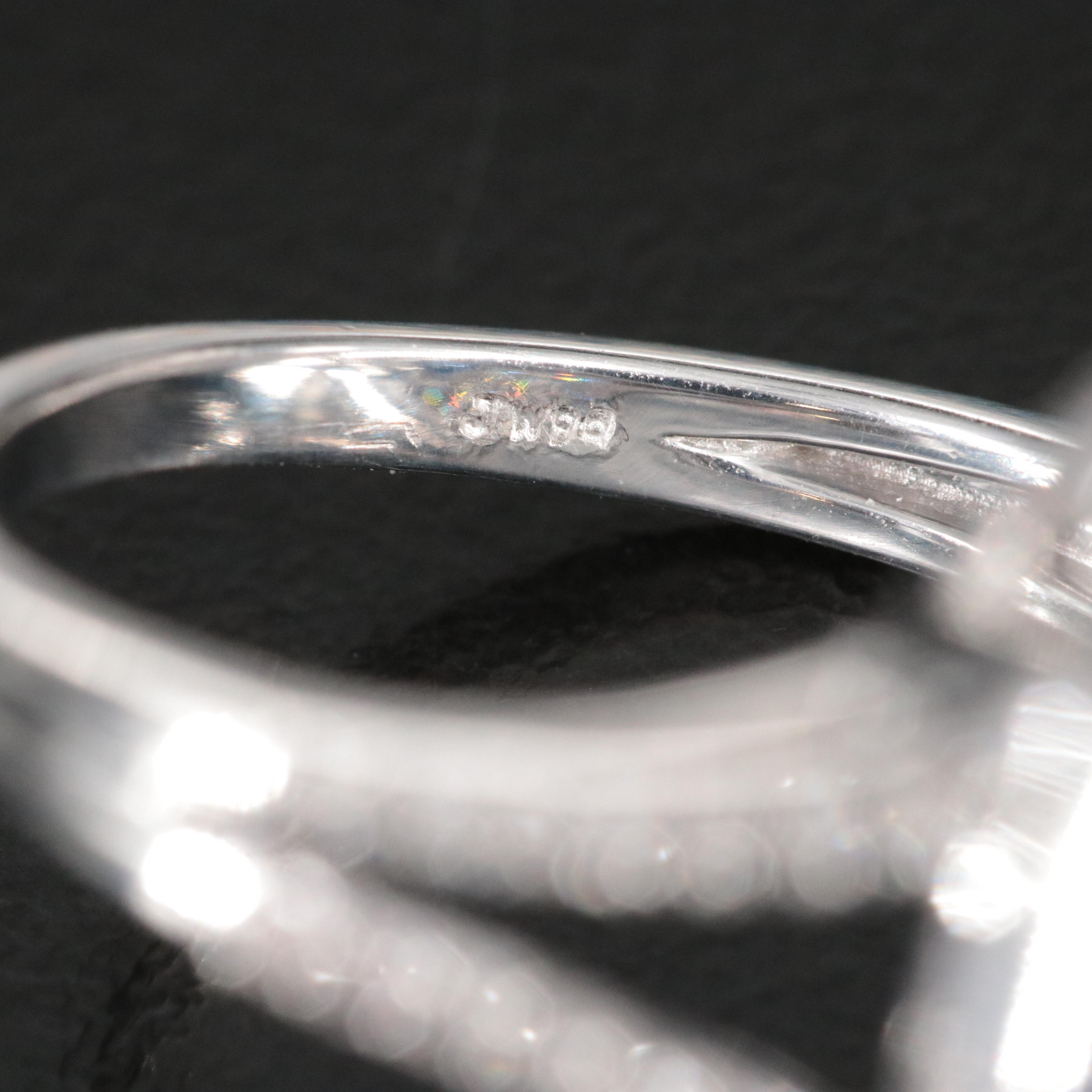 Sterling Blue Sapphire and White Sapphire Open Work Ring