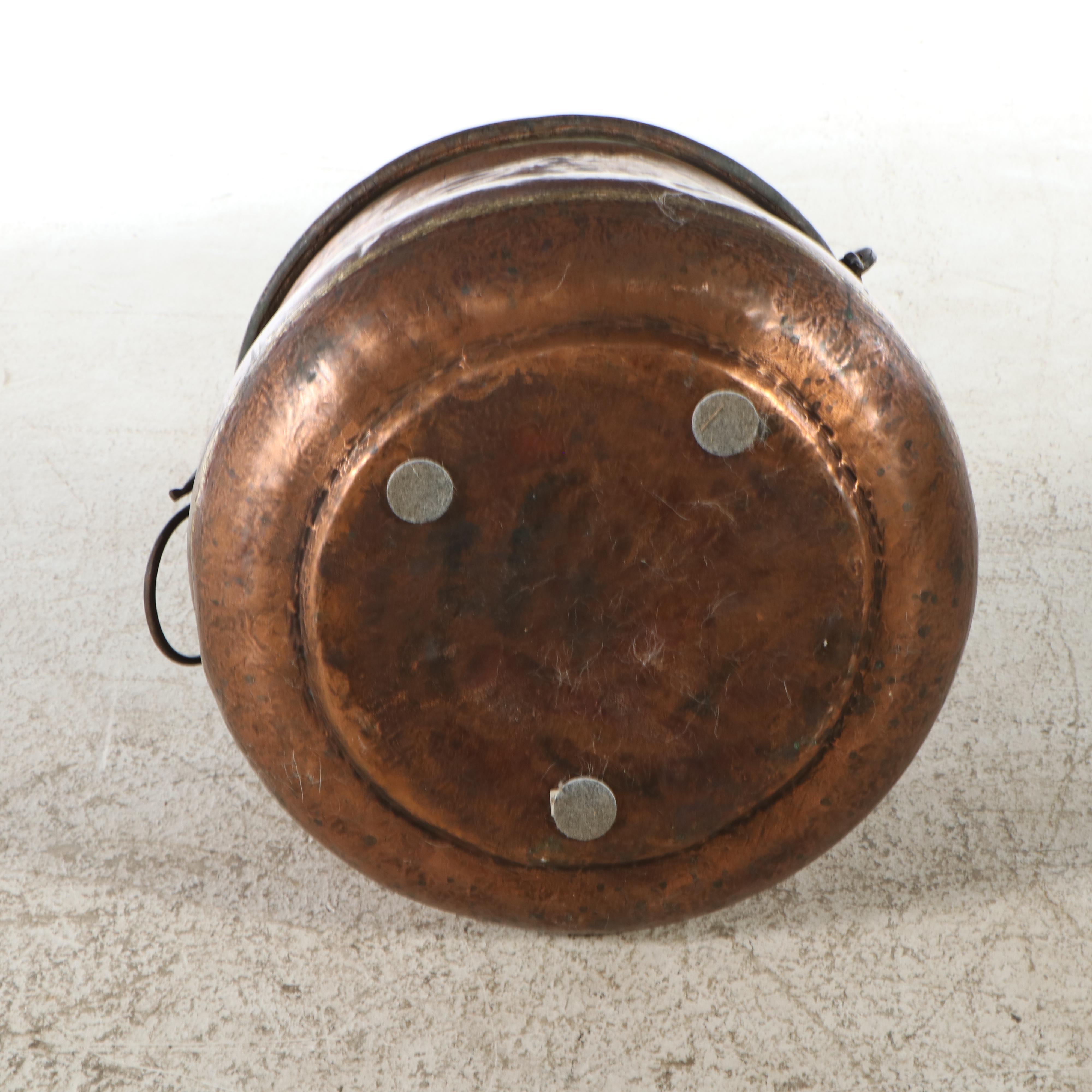 Continental Europe Hammered Tin Lined Copper Cauldrons