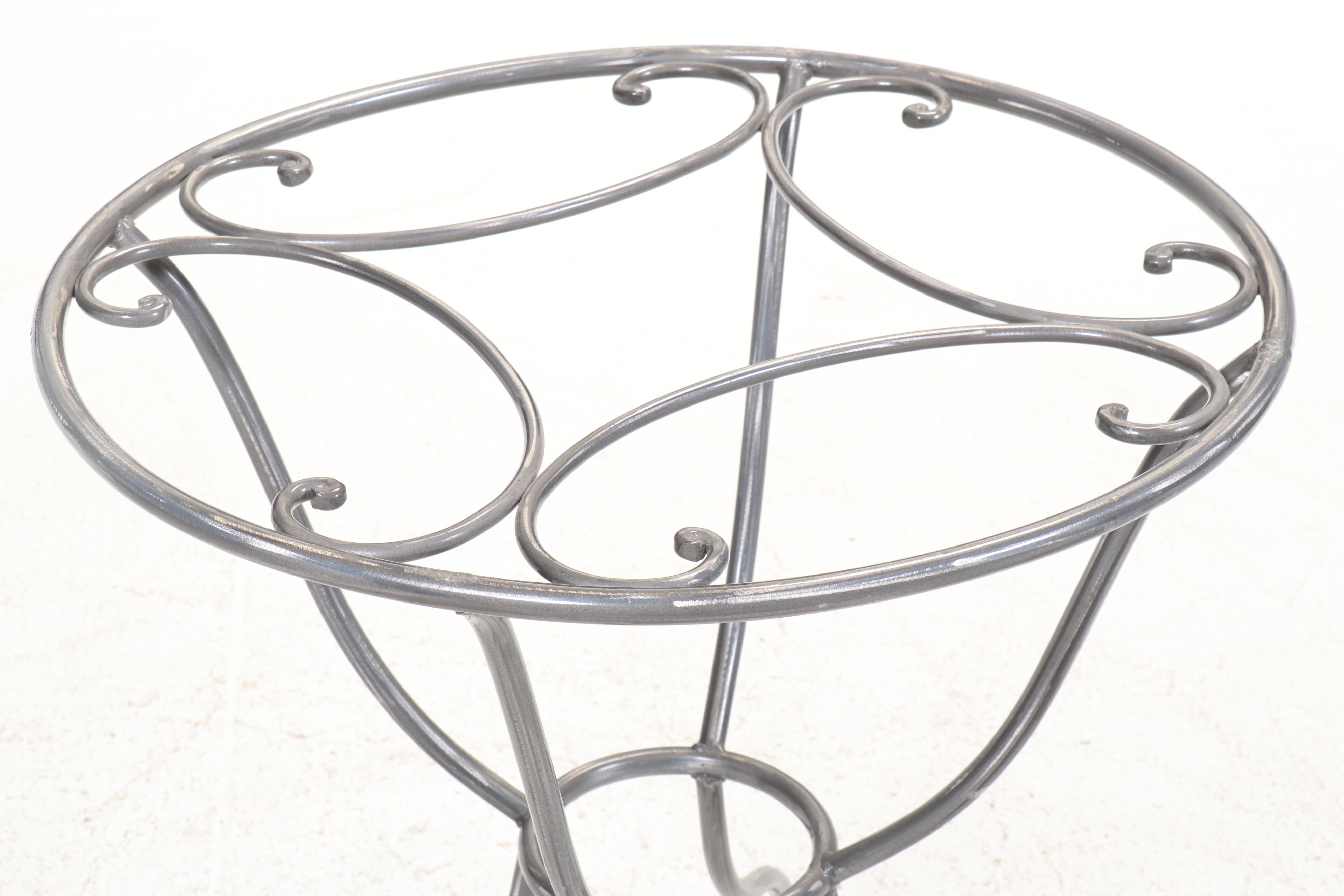 Wrought Metal Bistro Set with Glass Top Table