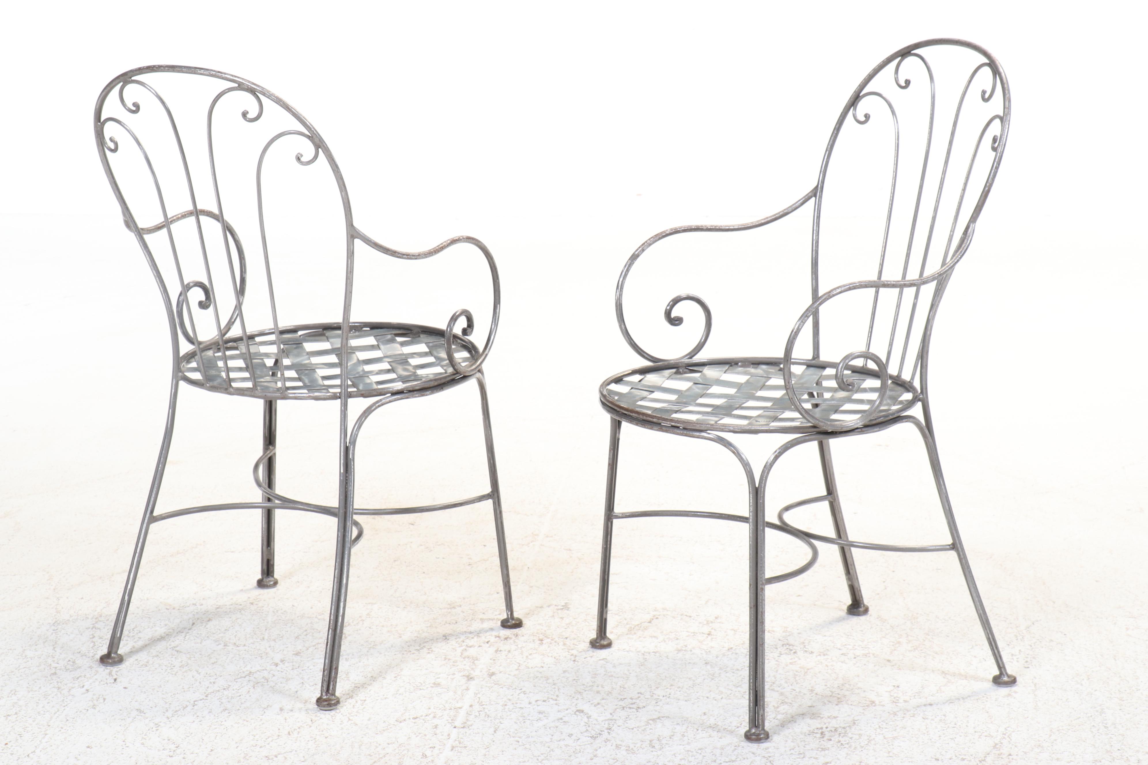 Wrought Metal Bistro Set with Glass Top Table