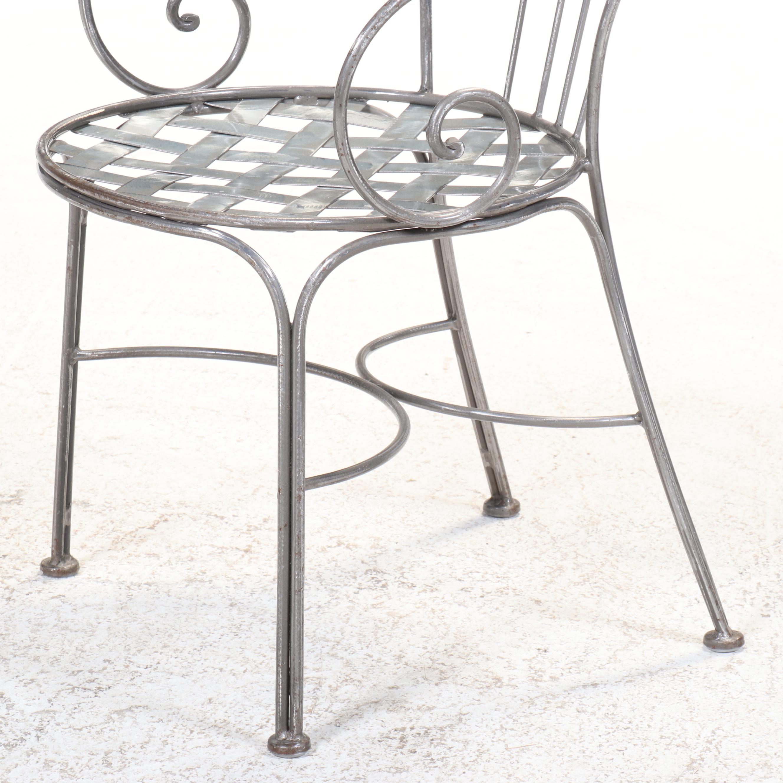 Wrought Metal Bistro Set with Glass Top Table