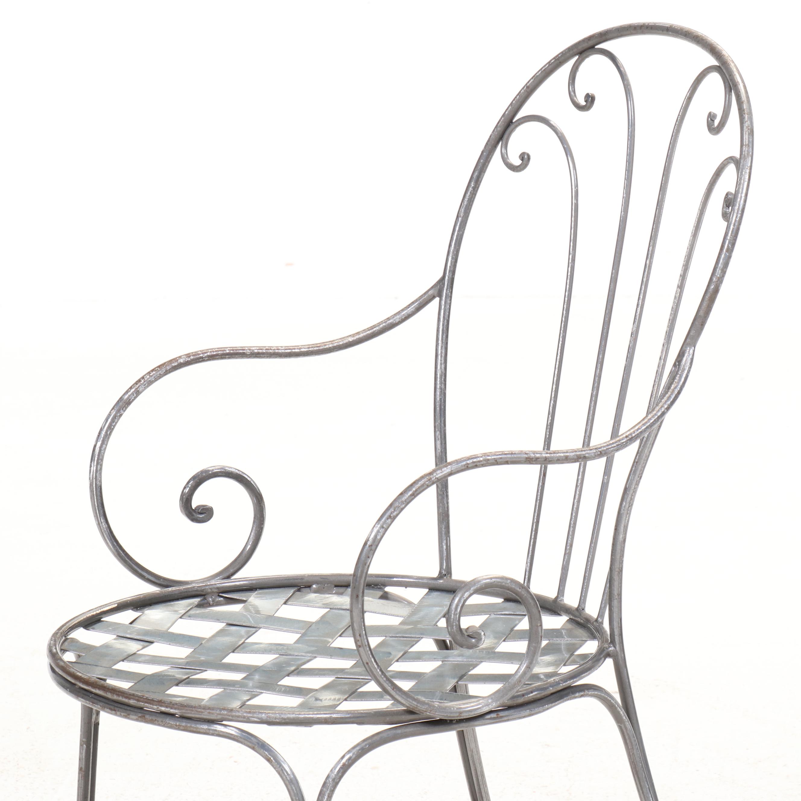 Wrought Metal Bistro Set with Glass Top Table