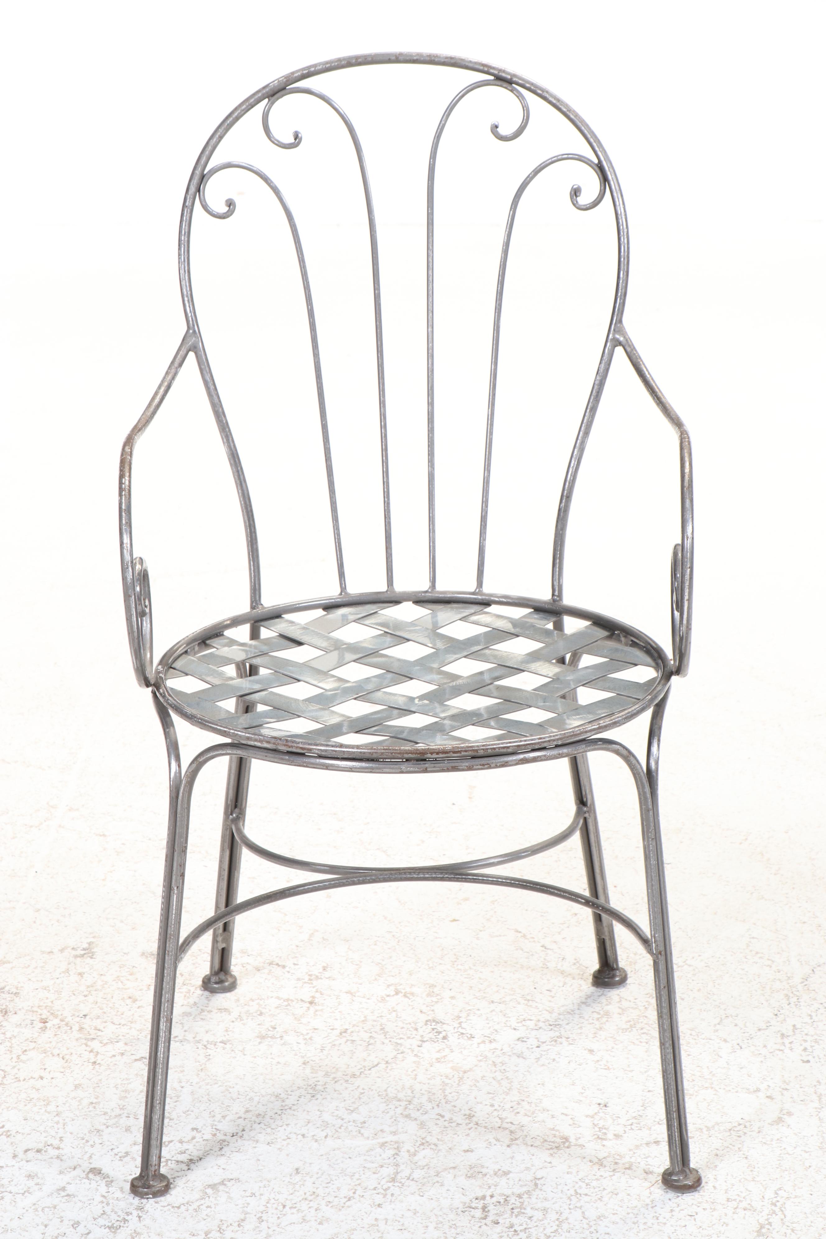 Wrought Metal Bistro Set with Glass Top Table