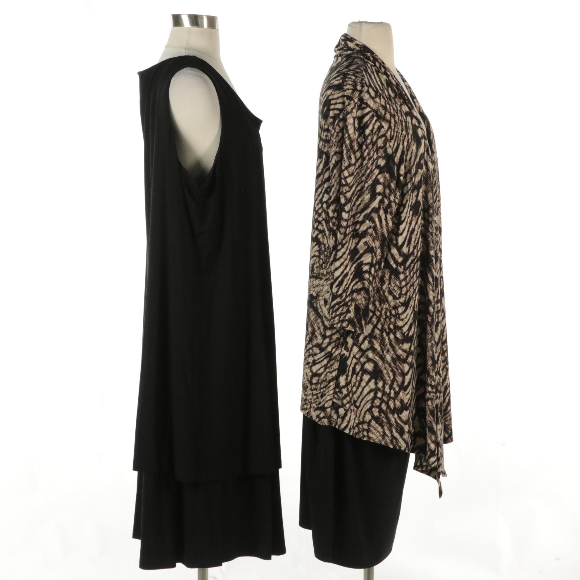 Peter Nygård Black Sleeveless Dress and Jones New York Cardigan Midi Dress