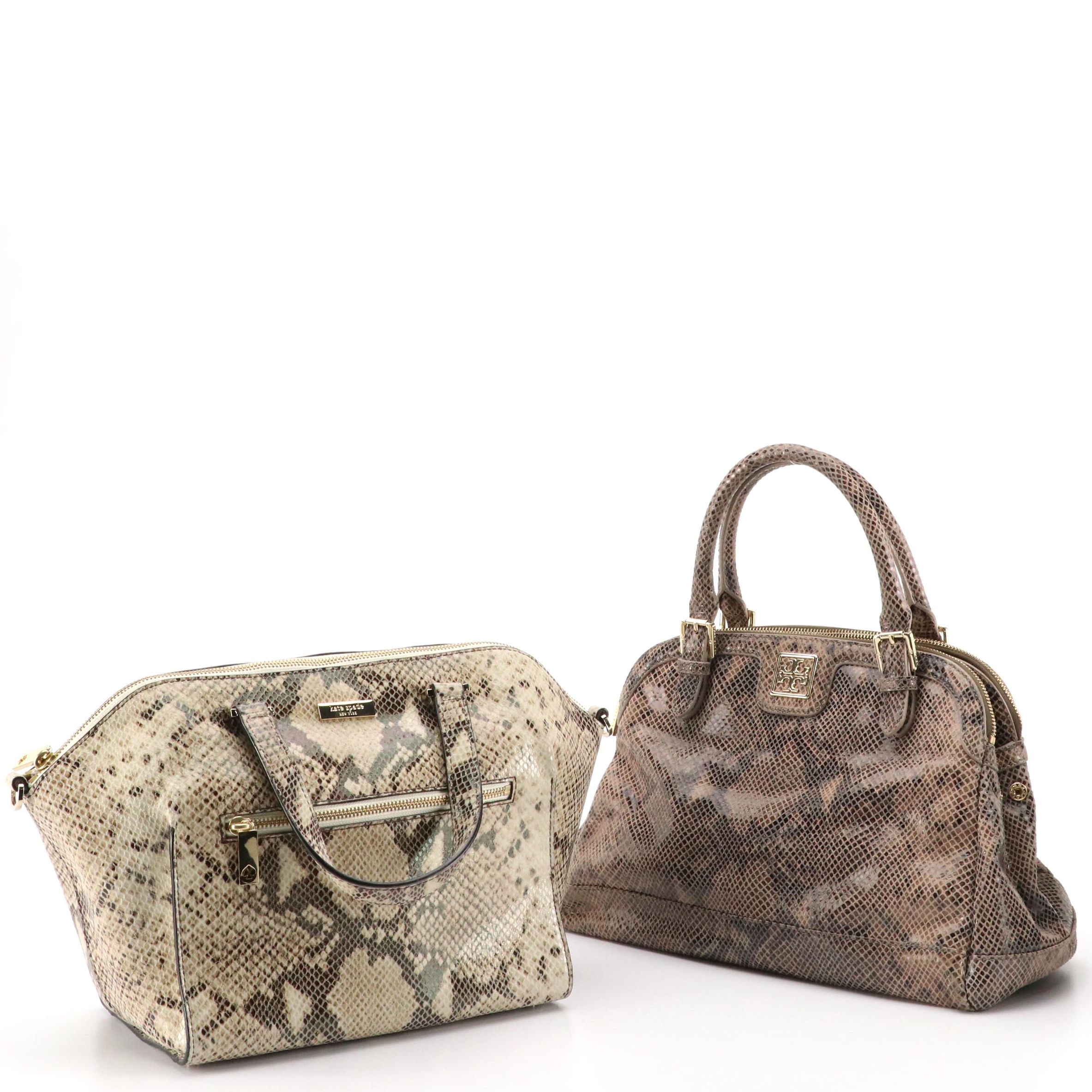 Kate Spade Savannah Parliament & Tory Burch Catalina Embossed Snakeskin Bags