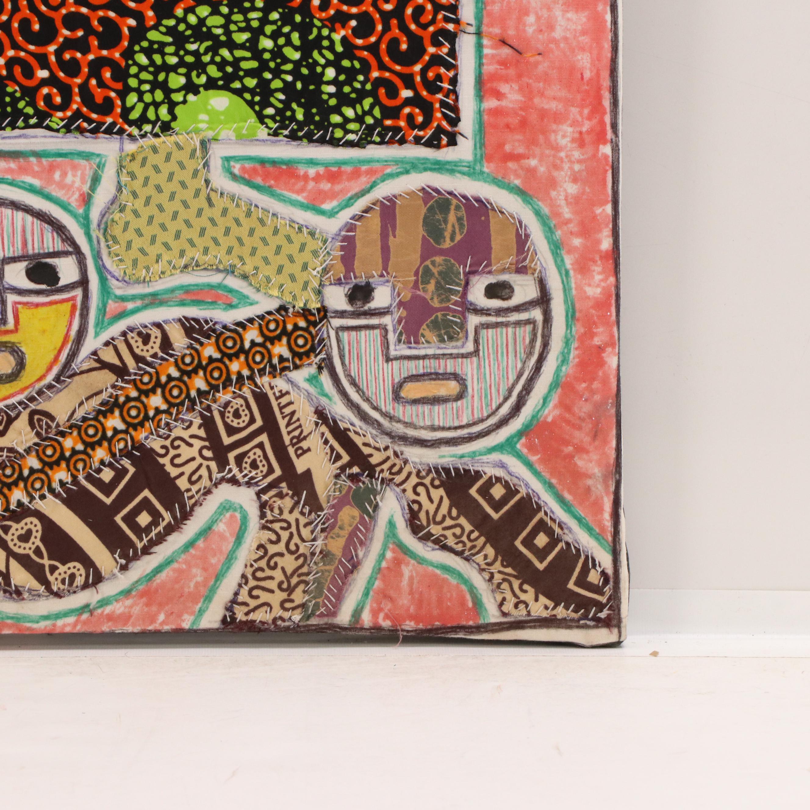 Kayode Buraimoh Stylized Figural Mixed Media Collage "Spite," 2024