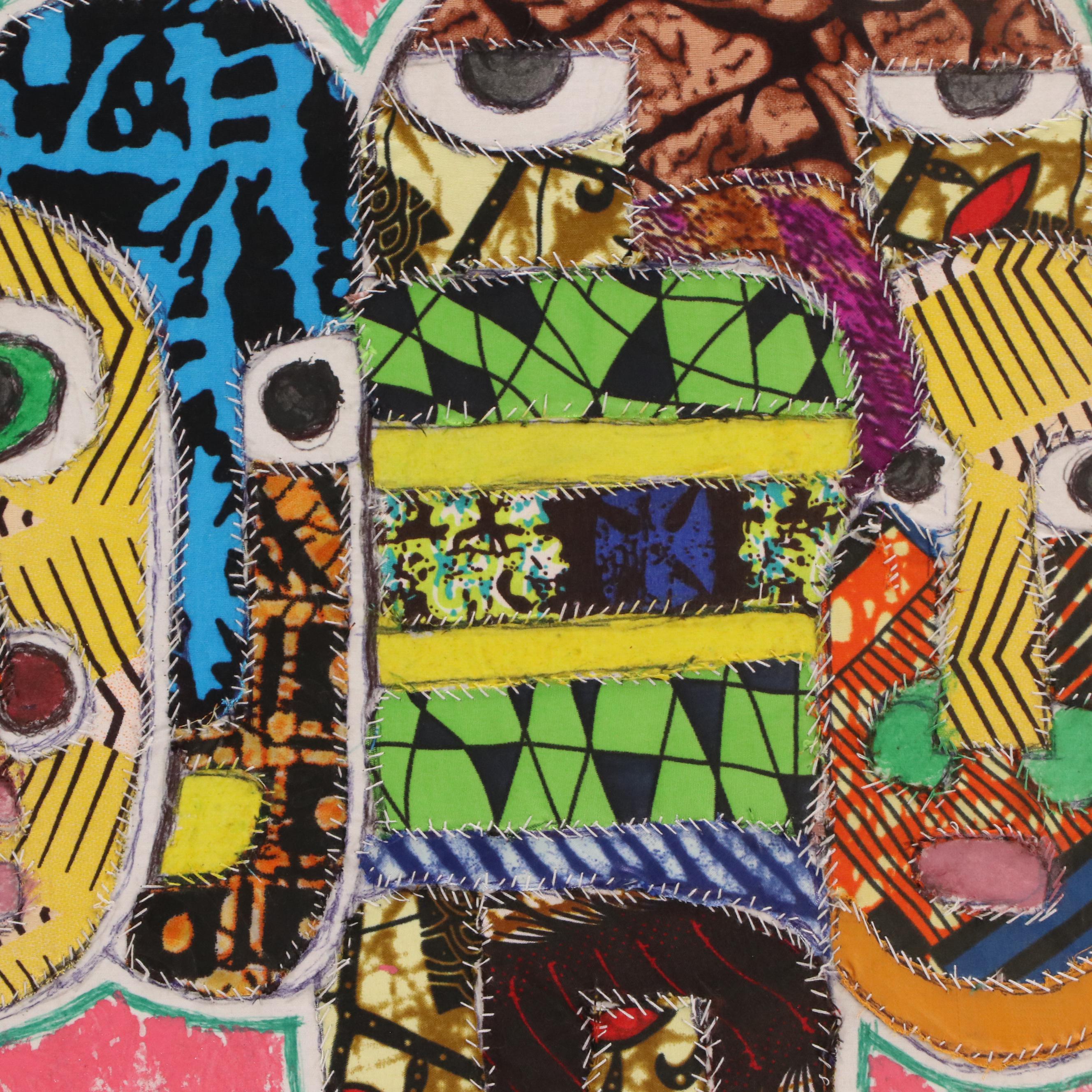 Kayode Buraimoh Stylized Mixed Media Collage "Animals Kingdom," 2024