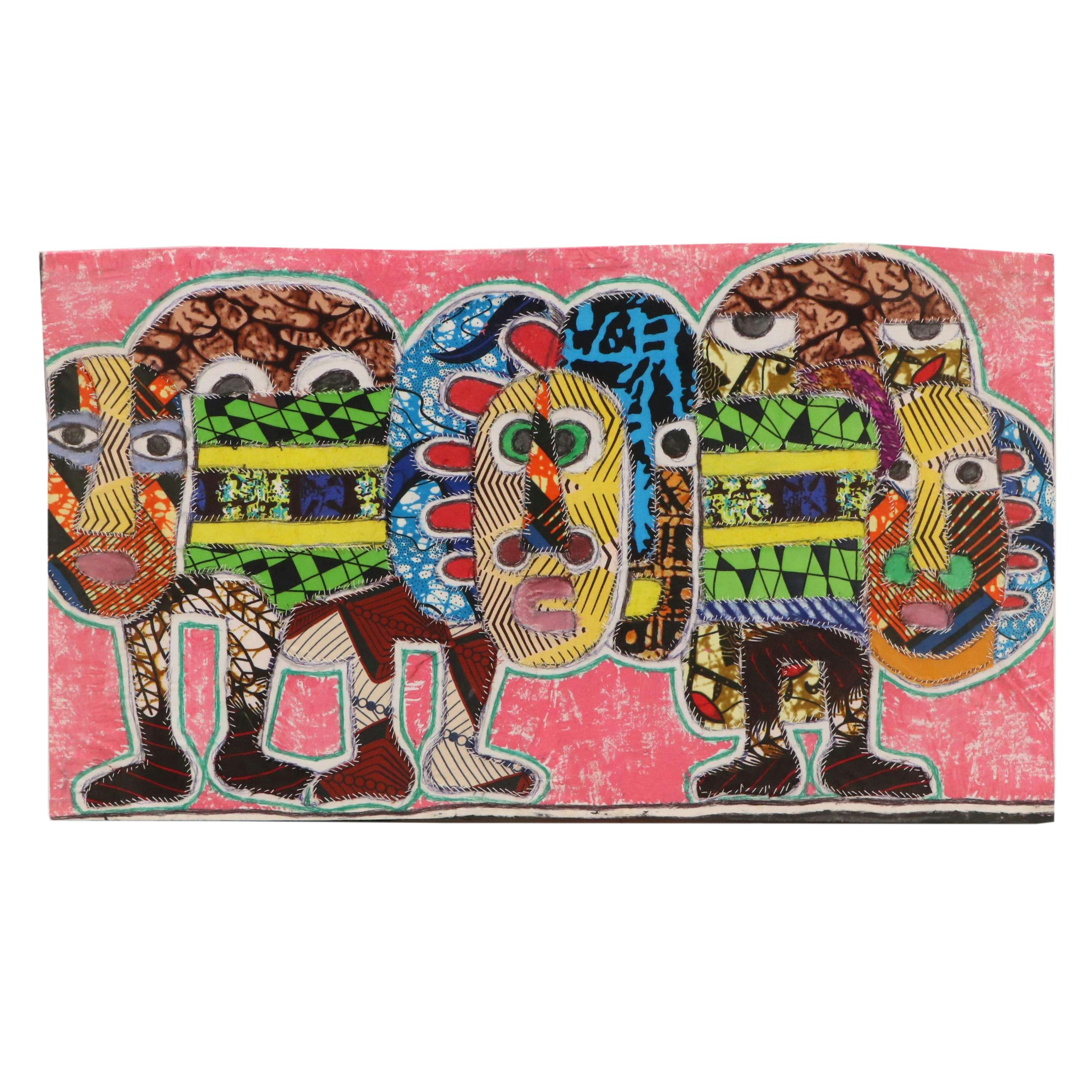 Kayode Buraimoh Stylized Mixed Media Collage "Animals Kingdom," 2024