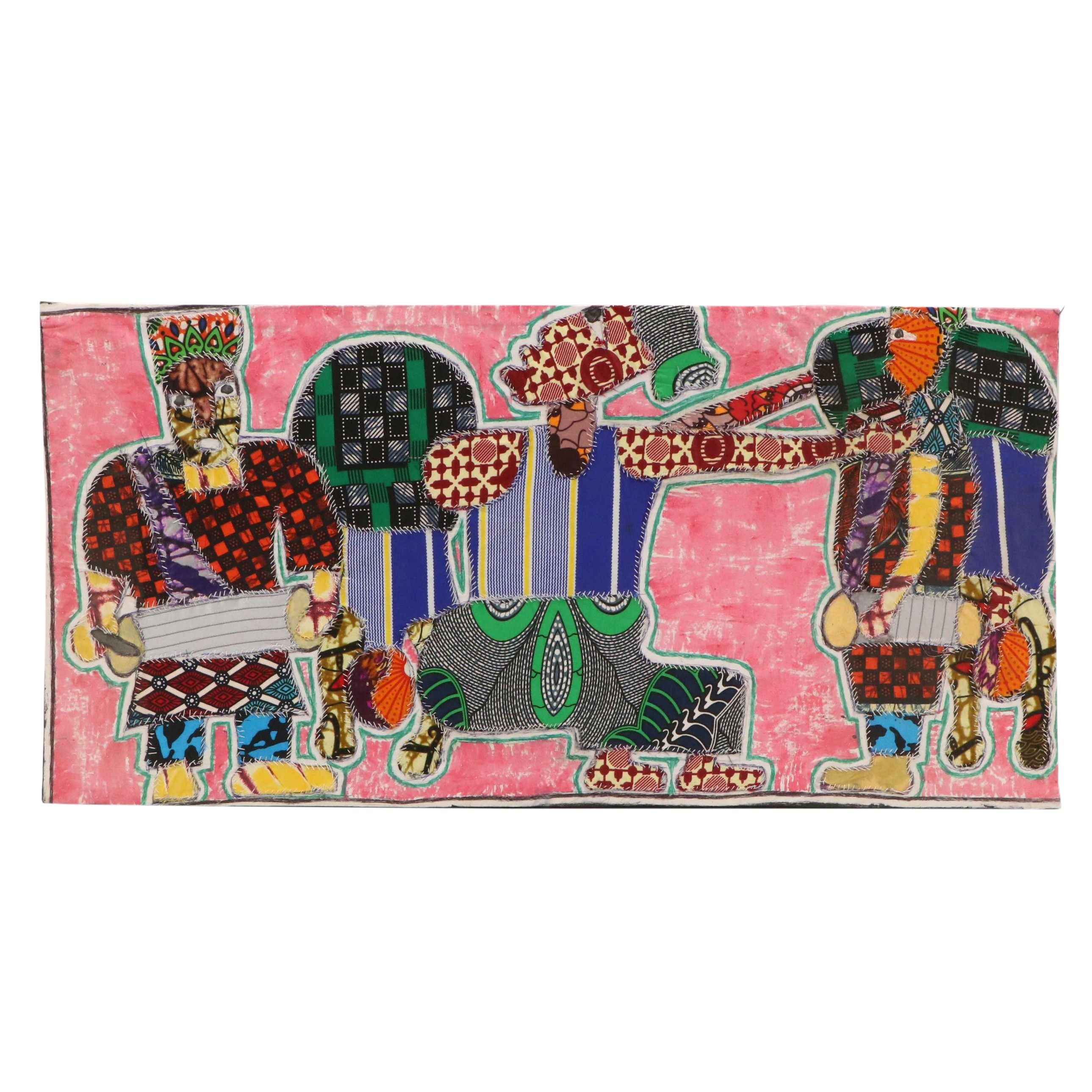 Kayode Buraimoh Stylized Figural Mixed Media Collage, 2024