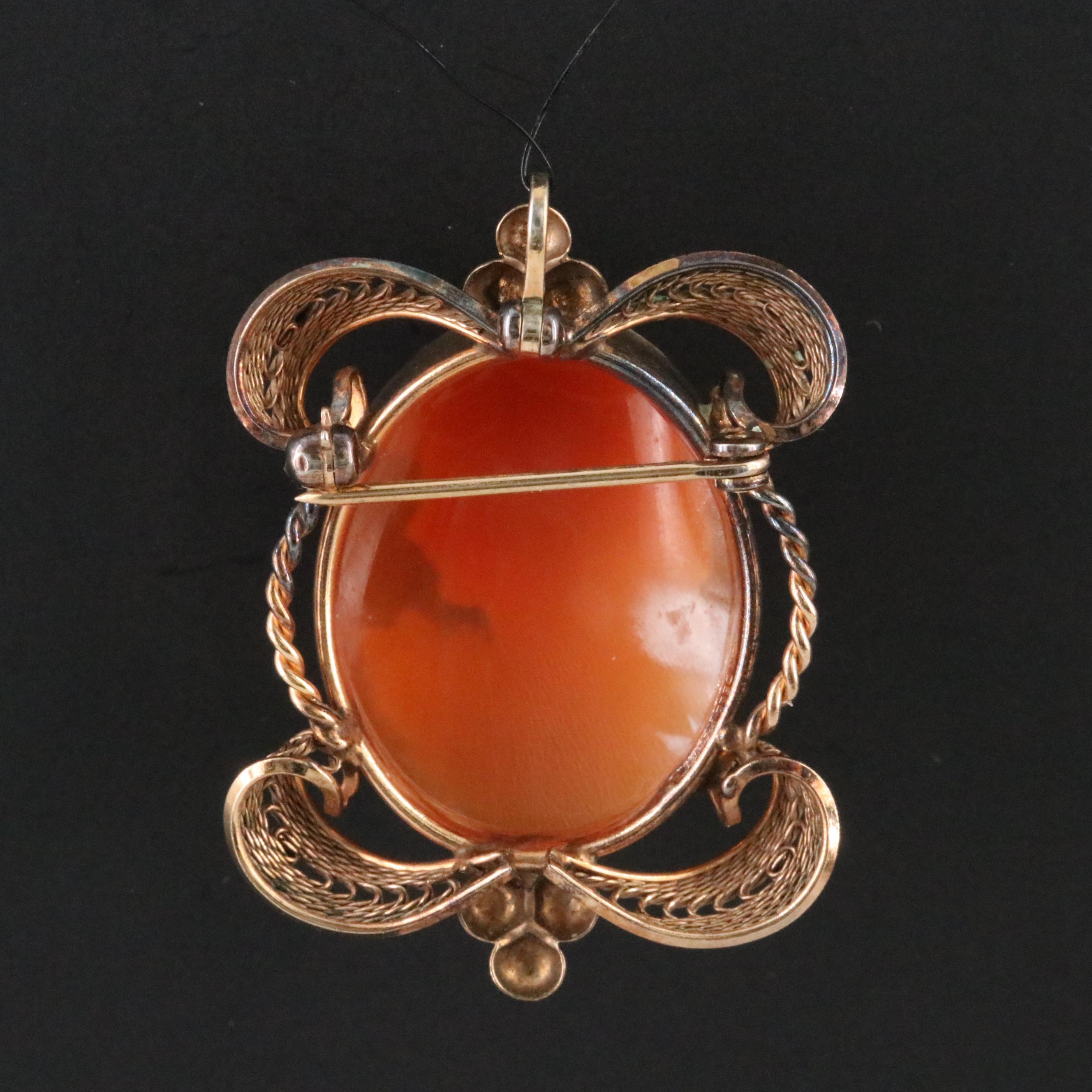 Van Dell Gold-Filled Shell Cameo Converter Brooch
