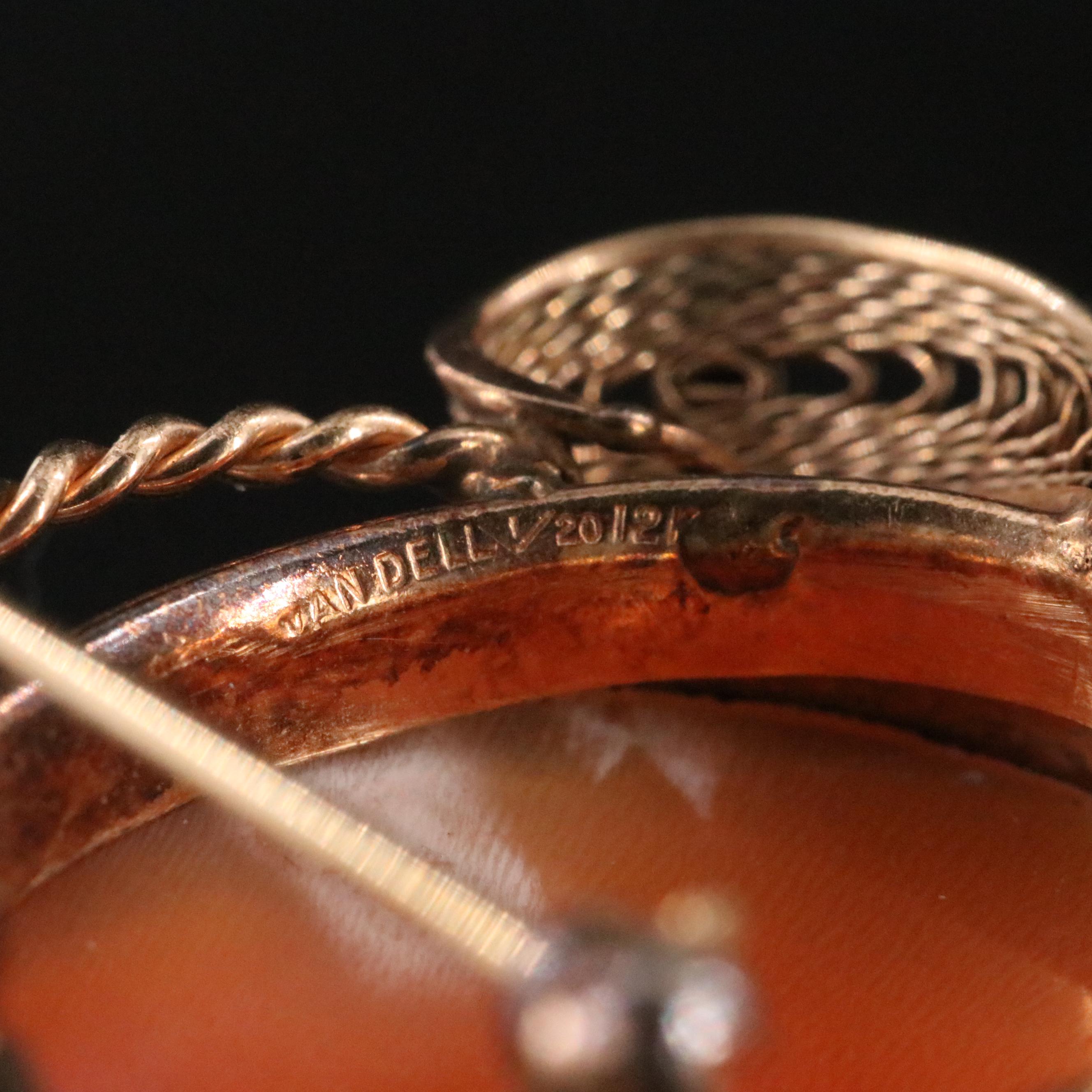 Van Dell Gold-Filled Shell Cameo Converter Brooch
