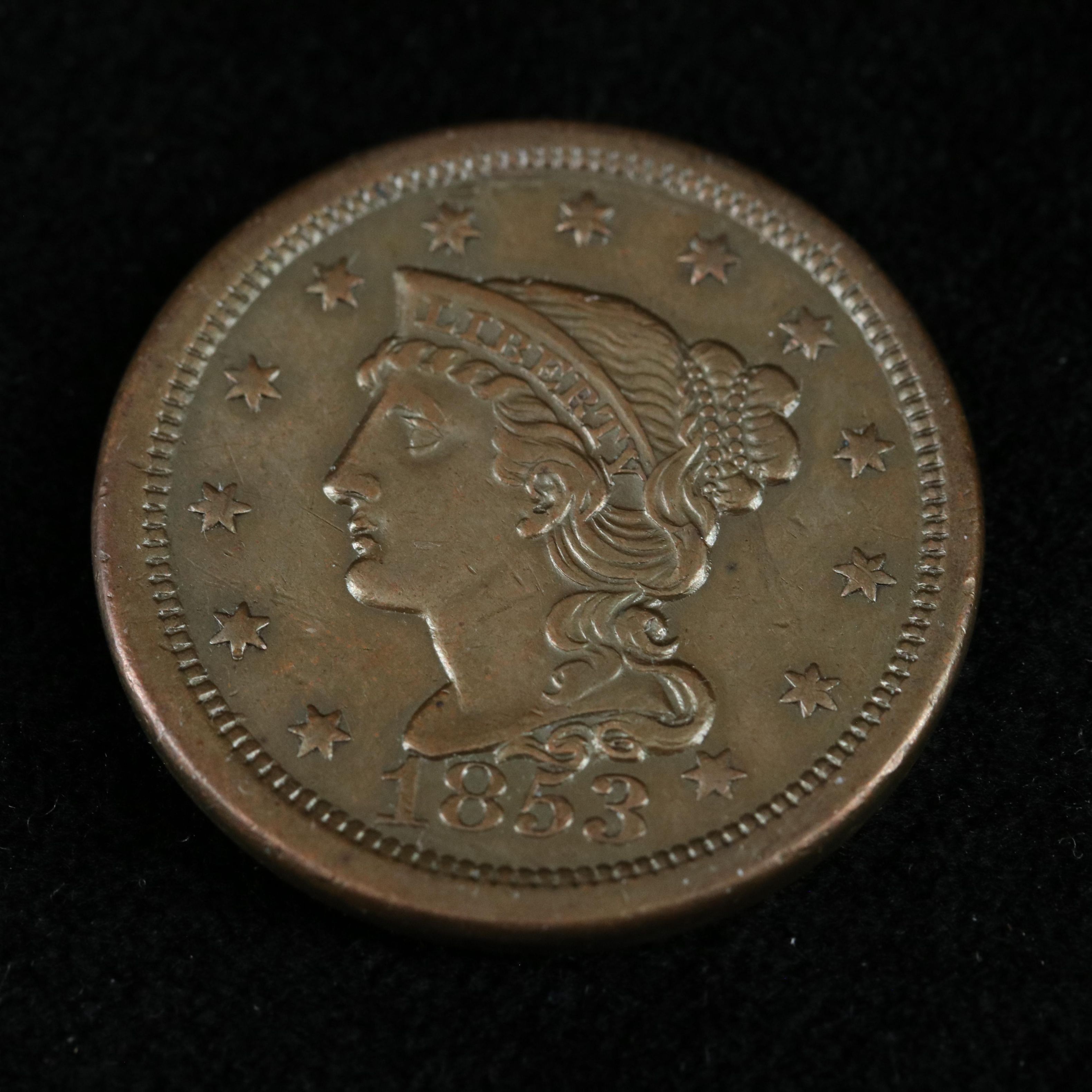 1853 Braided Hair Large Cent