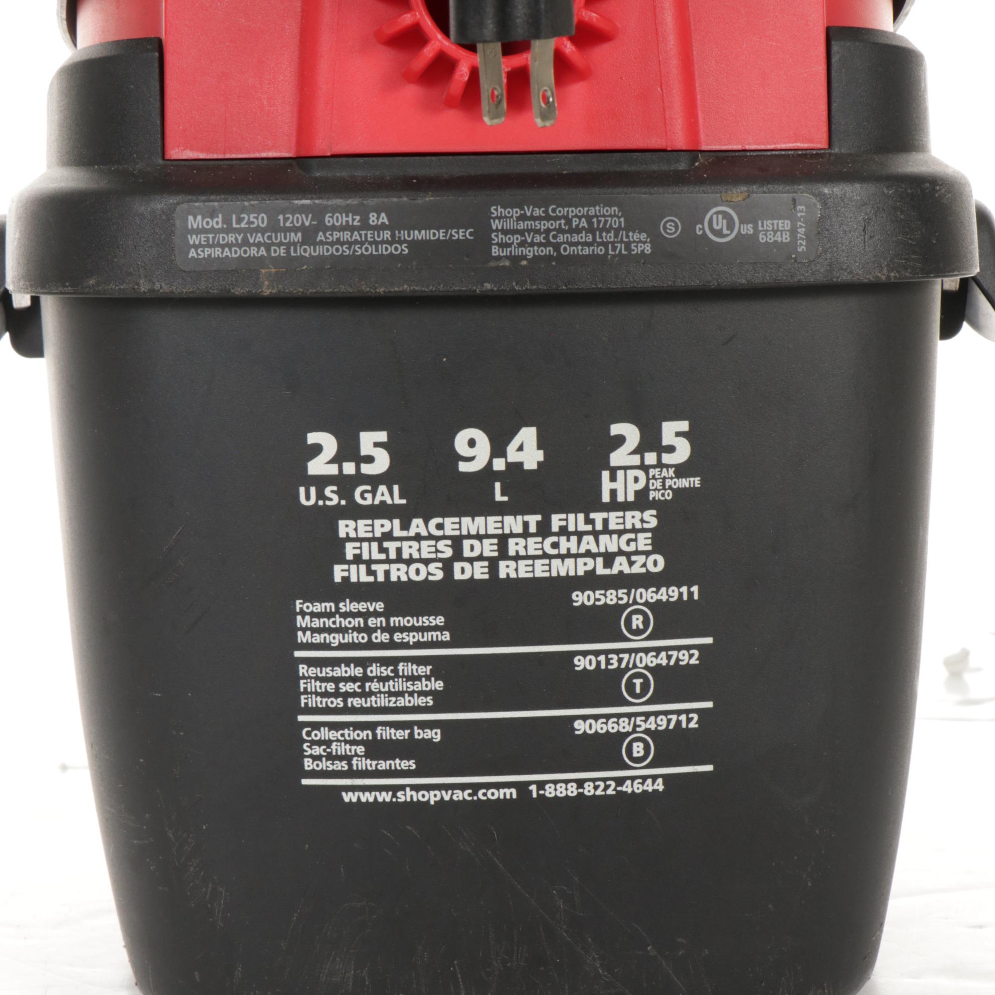 Shop-Vac 2.5 Gallon Wet/Dry Workshop Vacuum