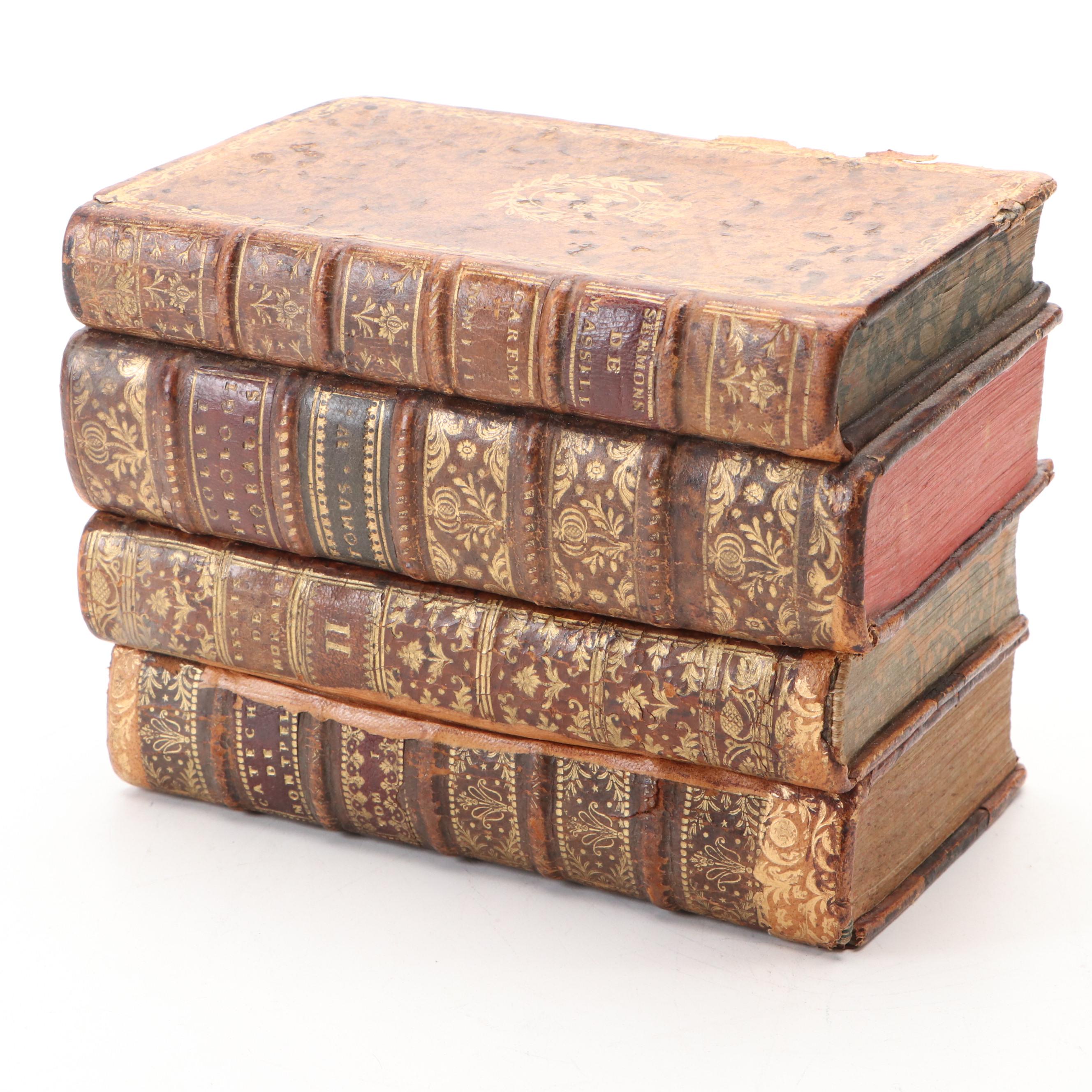 French Faux Book Tantalus Box with Decanter Set, 19th Century