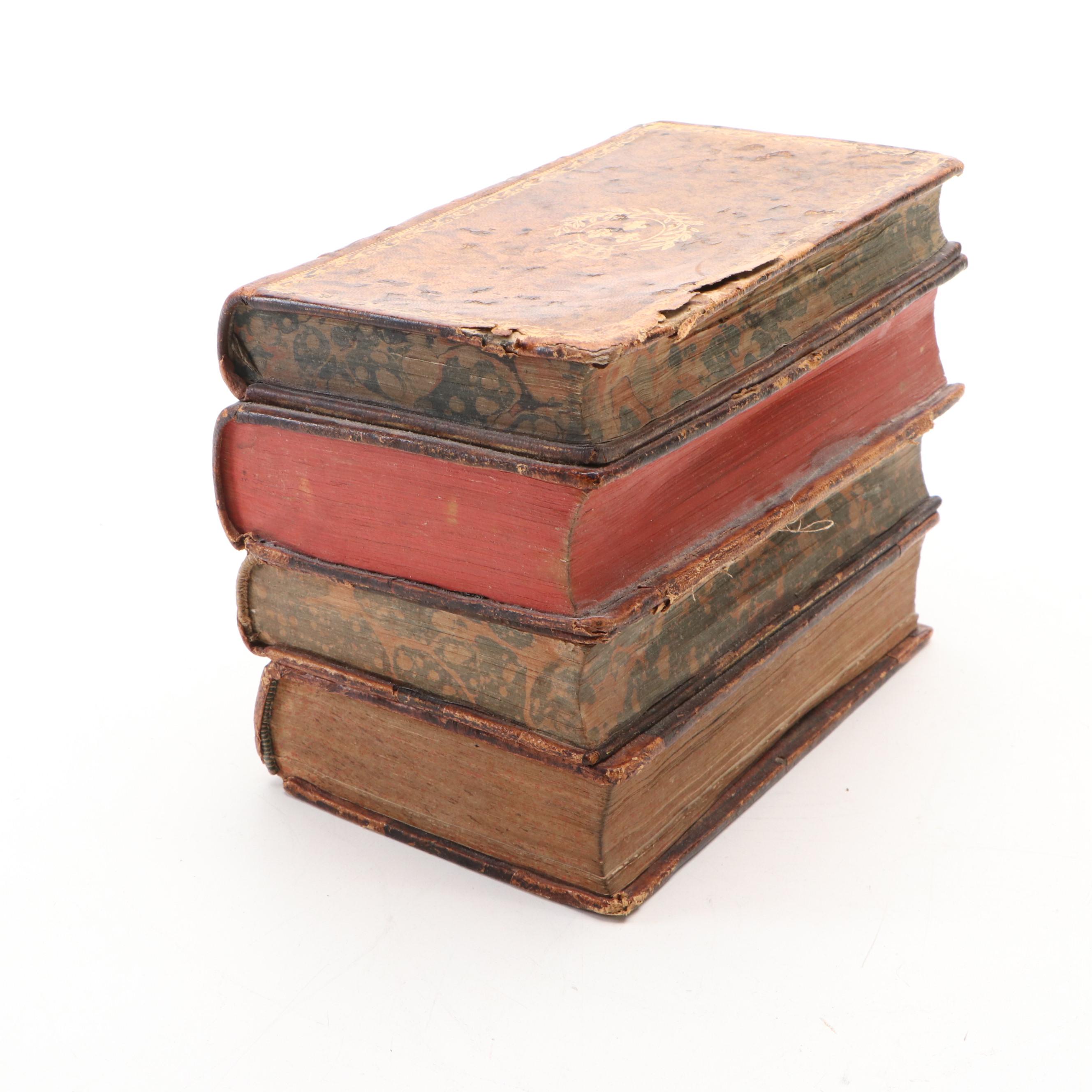 French Faux Book Tantalus Box with Decanter Set, 19th Century