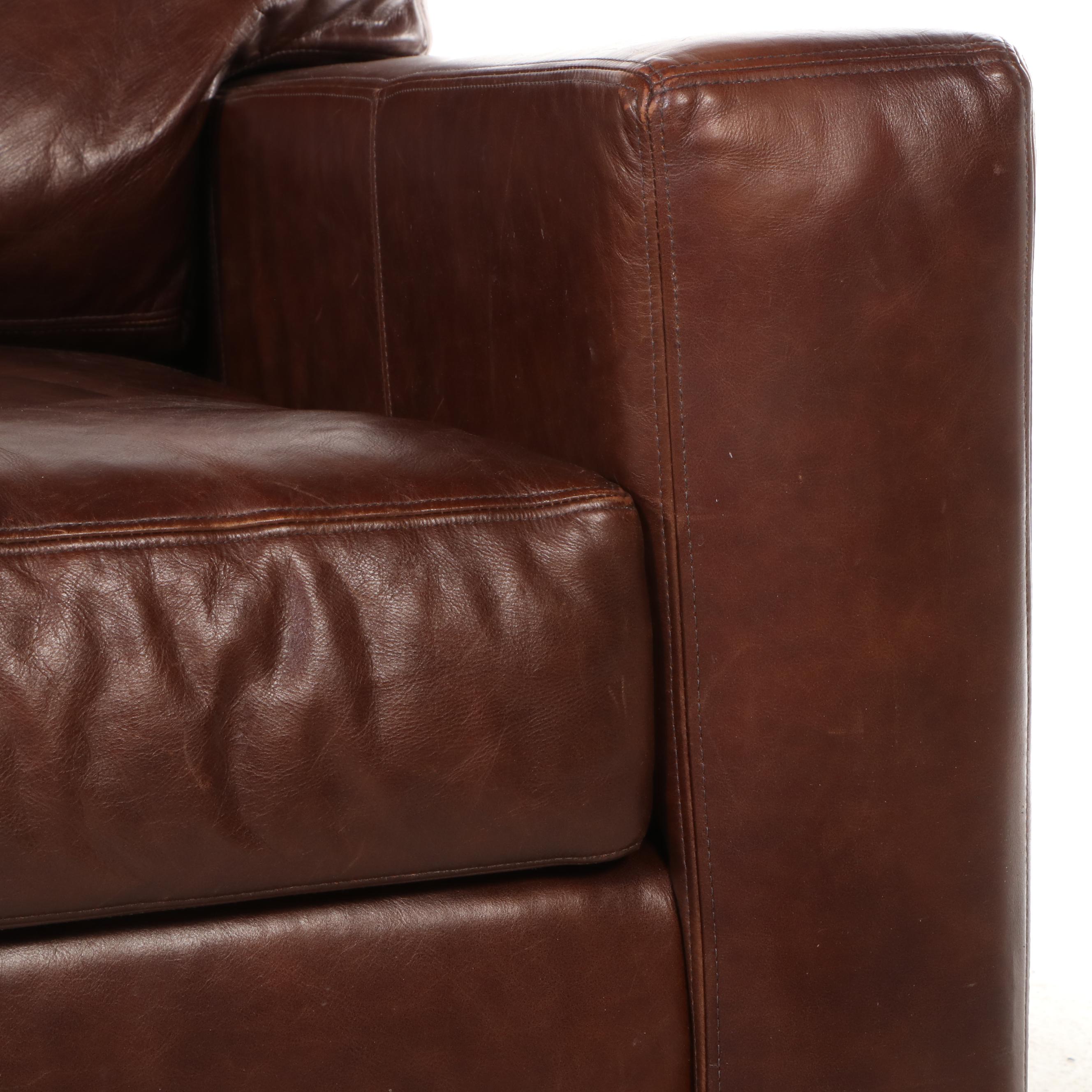 Pottery Barn "Turner" Square Arm Leather Sofa