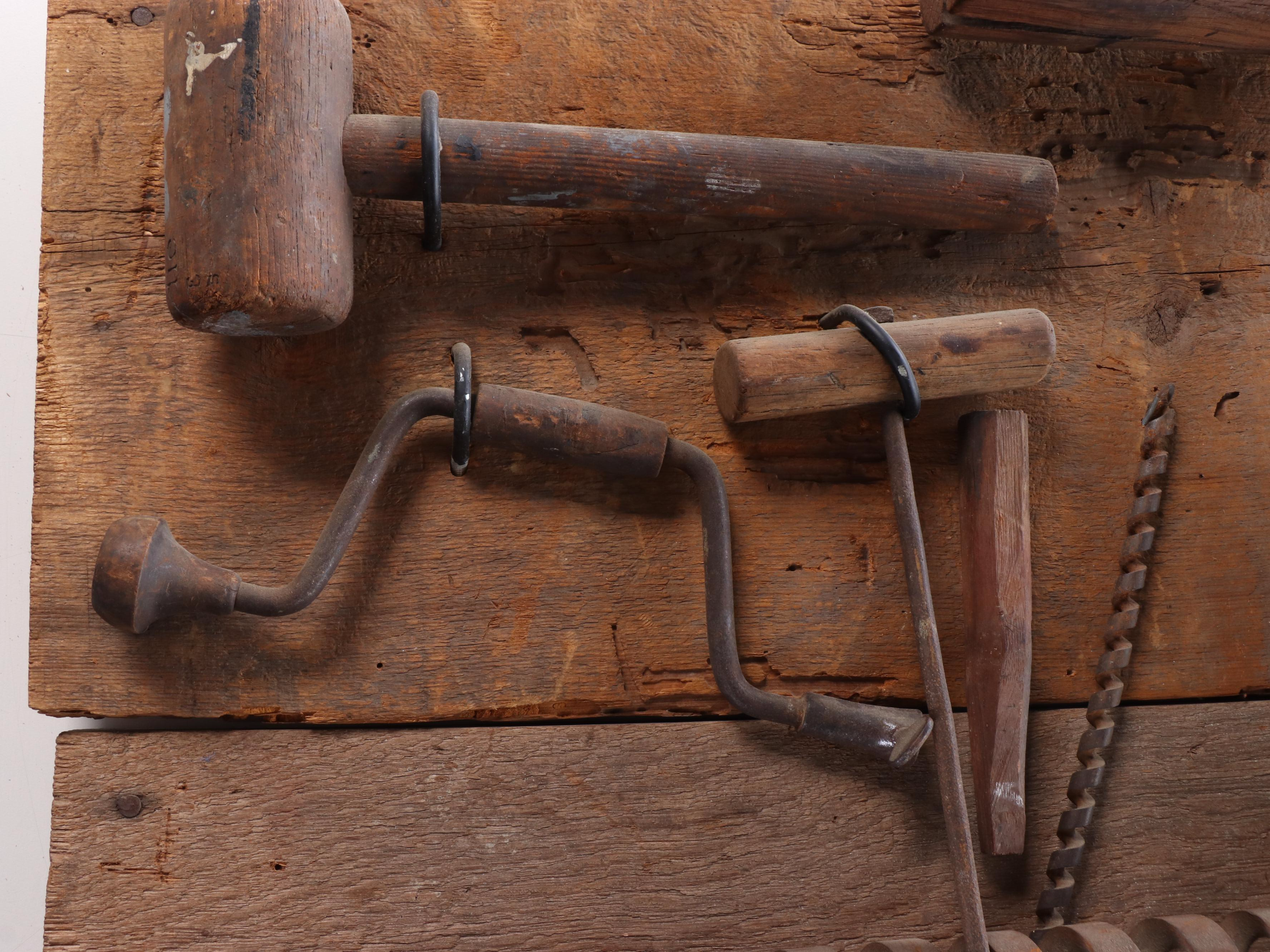 Hanging Wooden Board with Mounted Tools