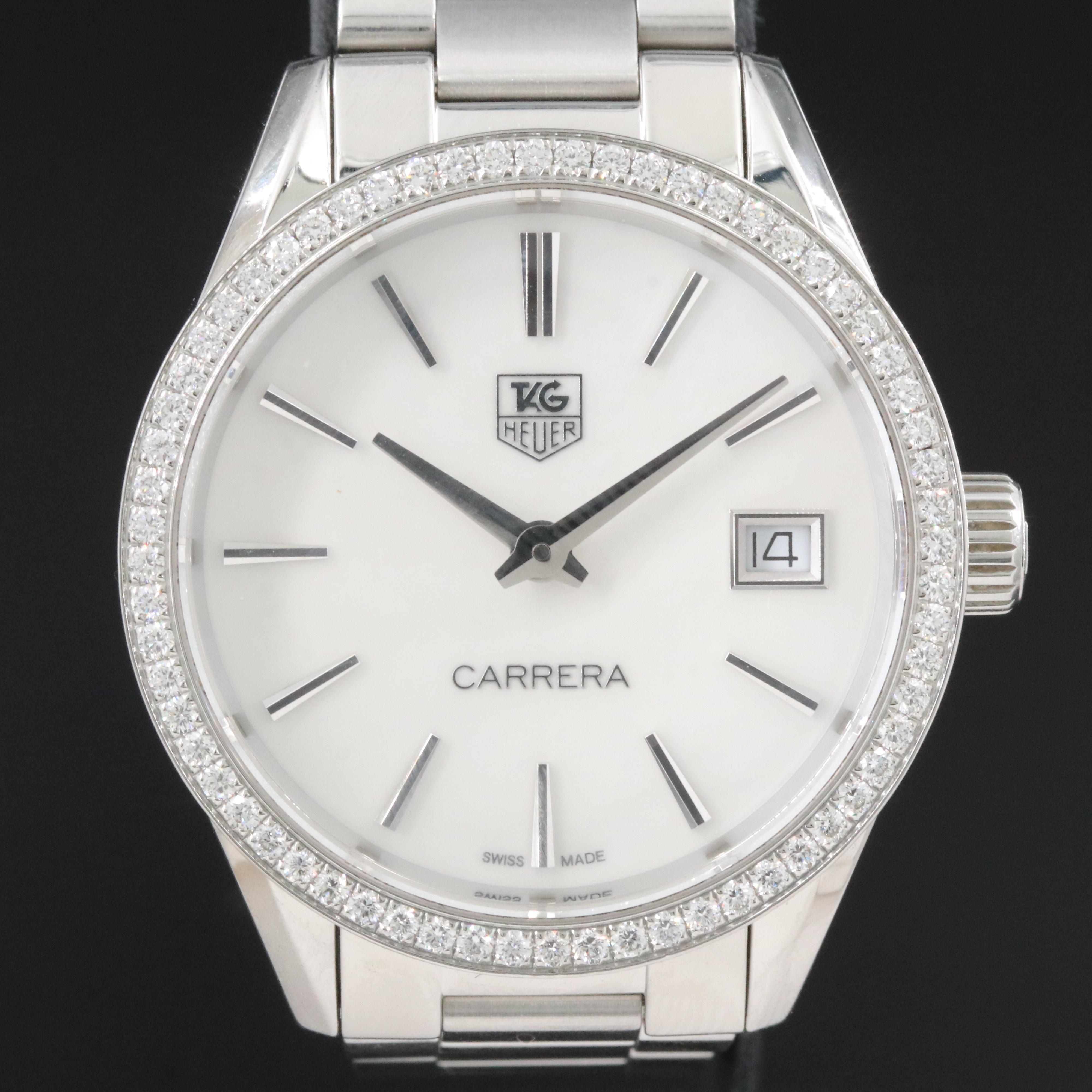 TAG Heuer Carrera Mother-of-Pearl Diamond 33mm Steel Quartz Watch