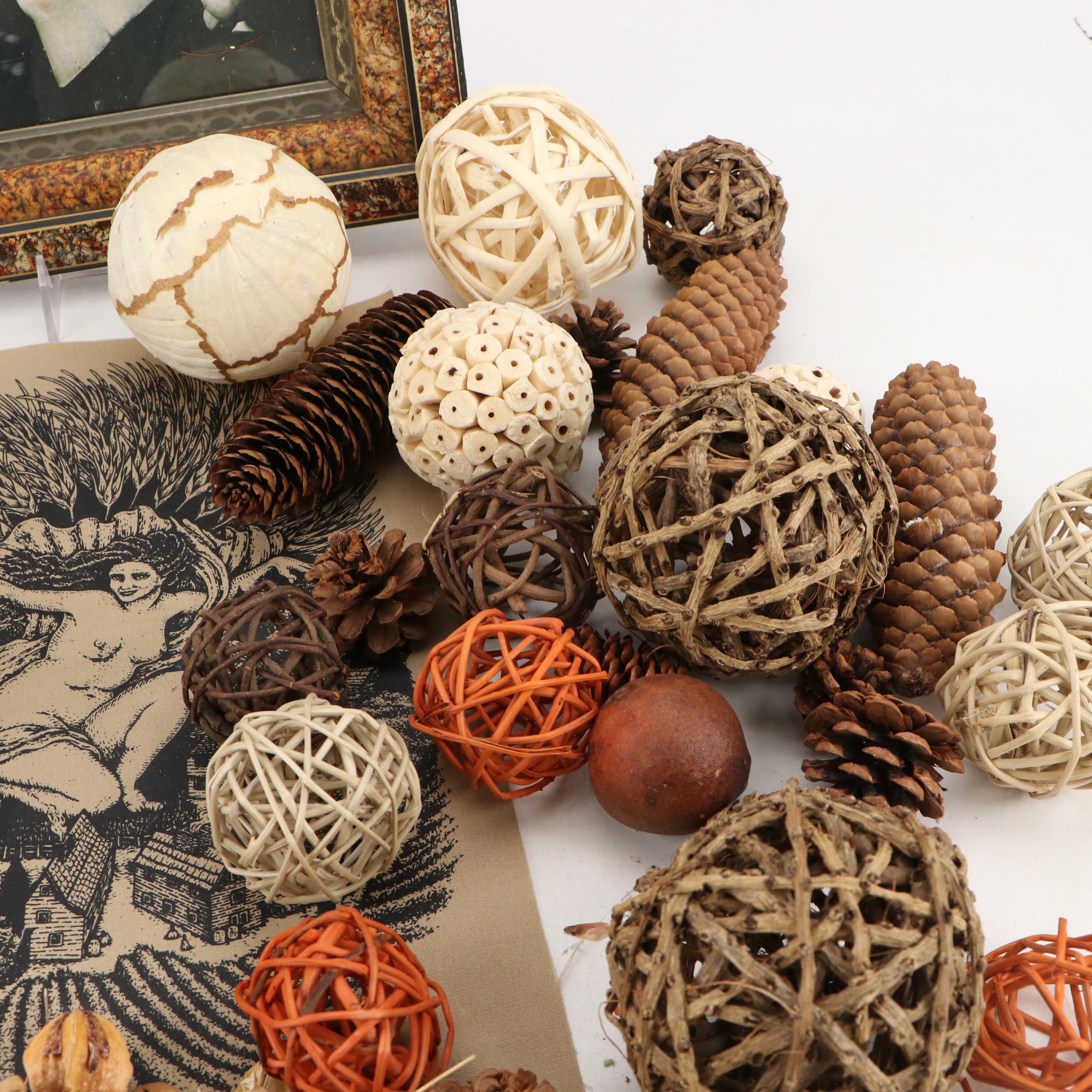 Mini Twig Hearth Broom, Mushroom Wall Art, Woven Reed Orbs and More
