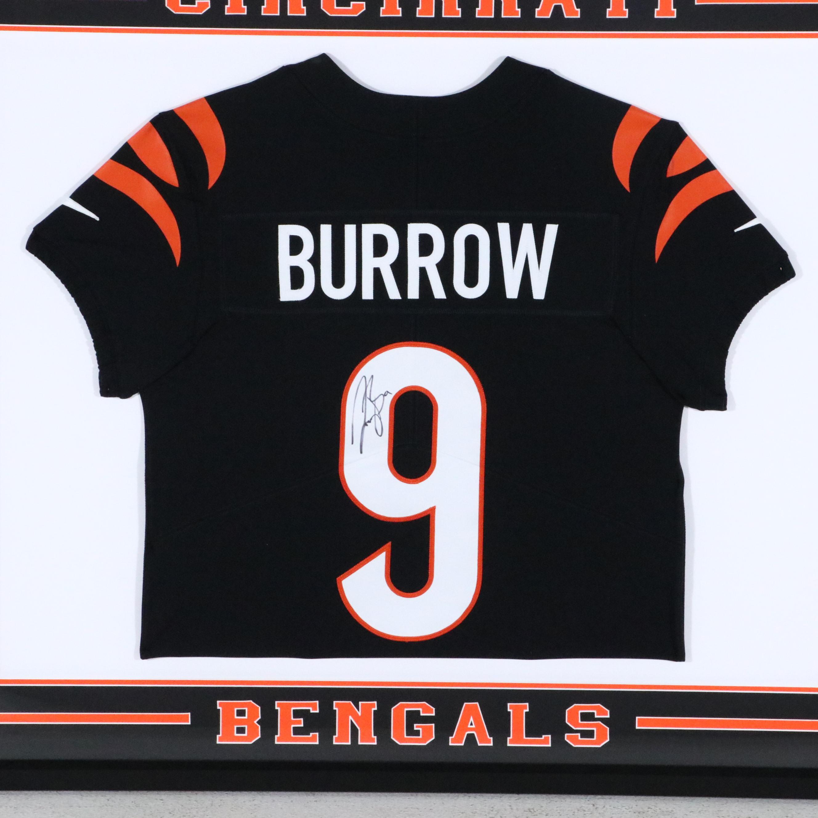 Joe Burrow Signed Cincinnati Bengals Football Jersey in Matted Display