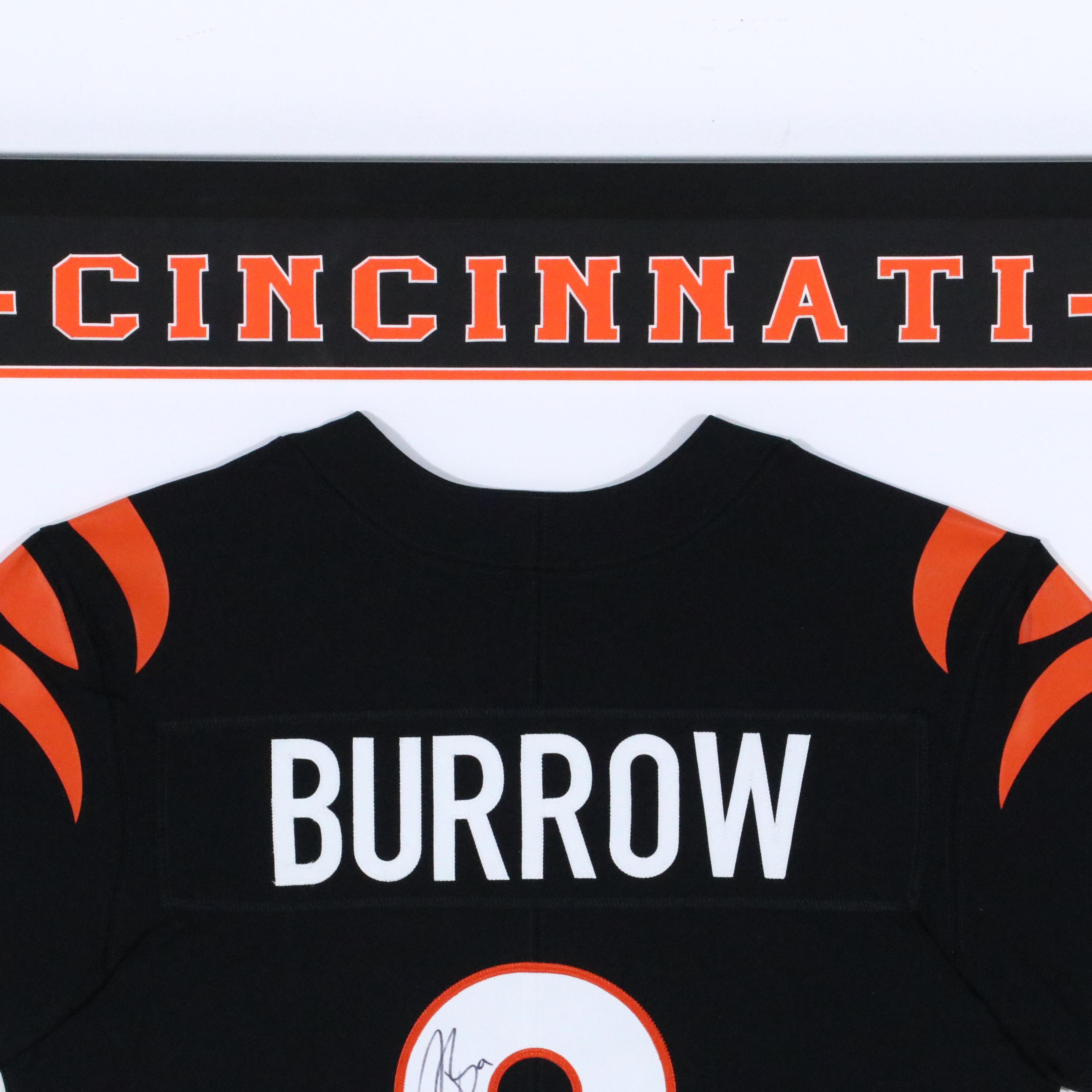 Joe Burrow Signed Cincinnati Bengals Football Jersey in Matted Display