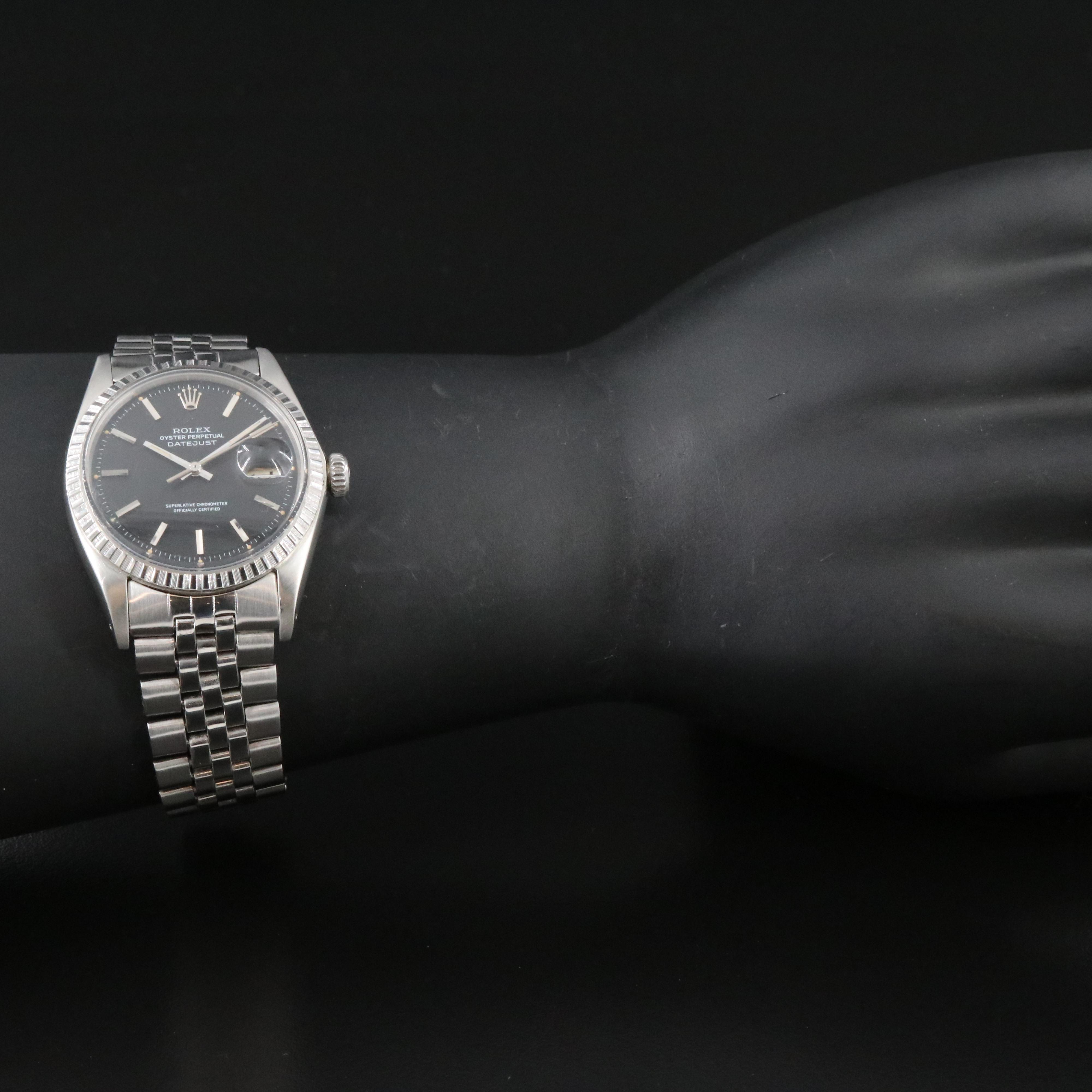 Rolex Datejust 1603 Black Dial 36mm Steel Automatic Vintage Watch