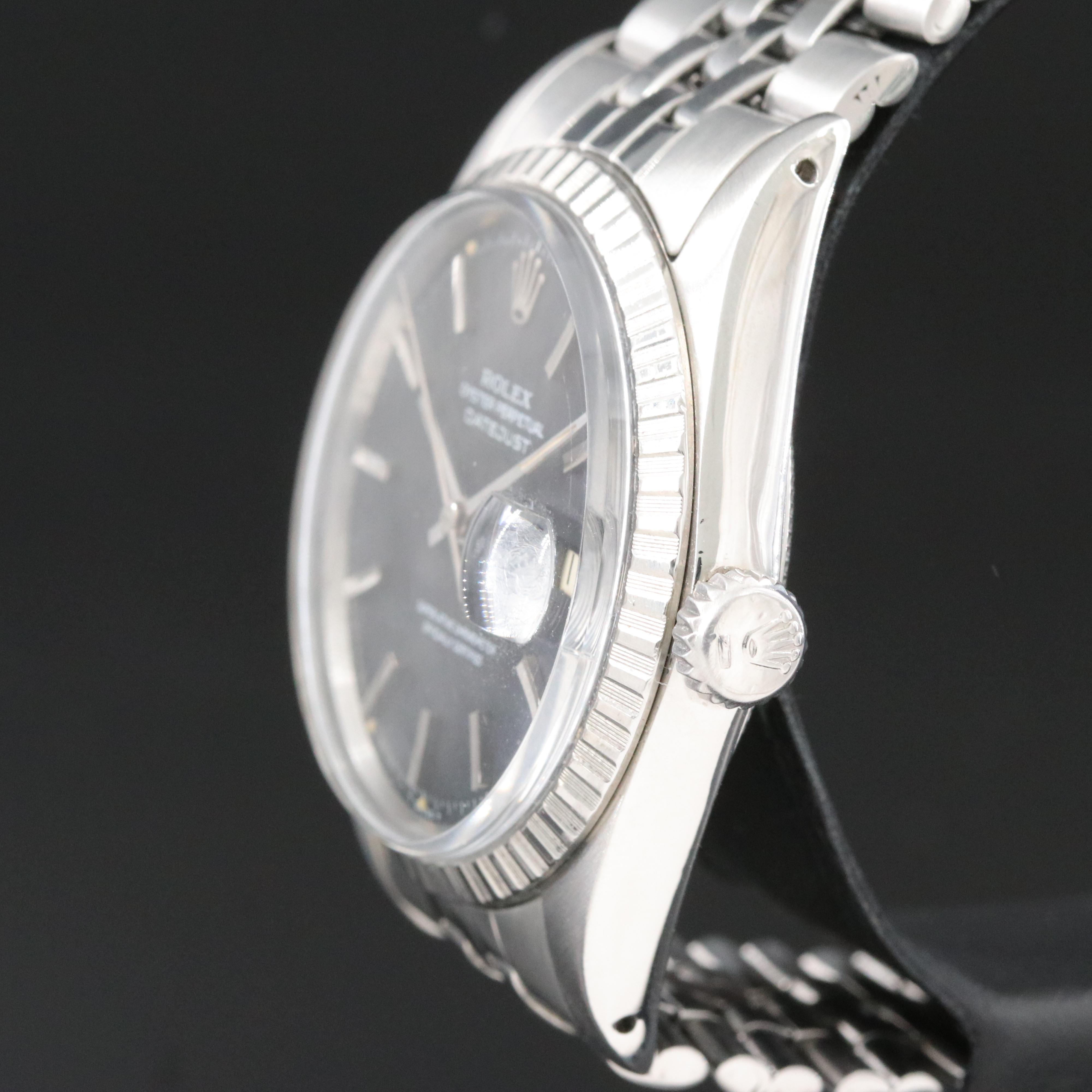 Rolex Datejust 1603 Black Dial 36mm Steel Automatic Vintage Watch