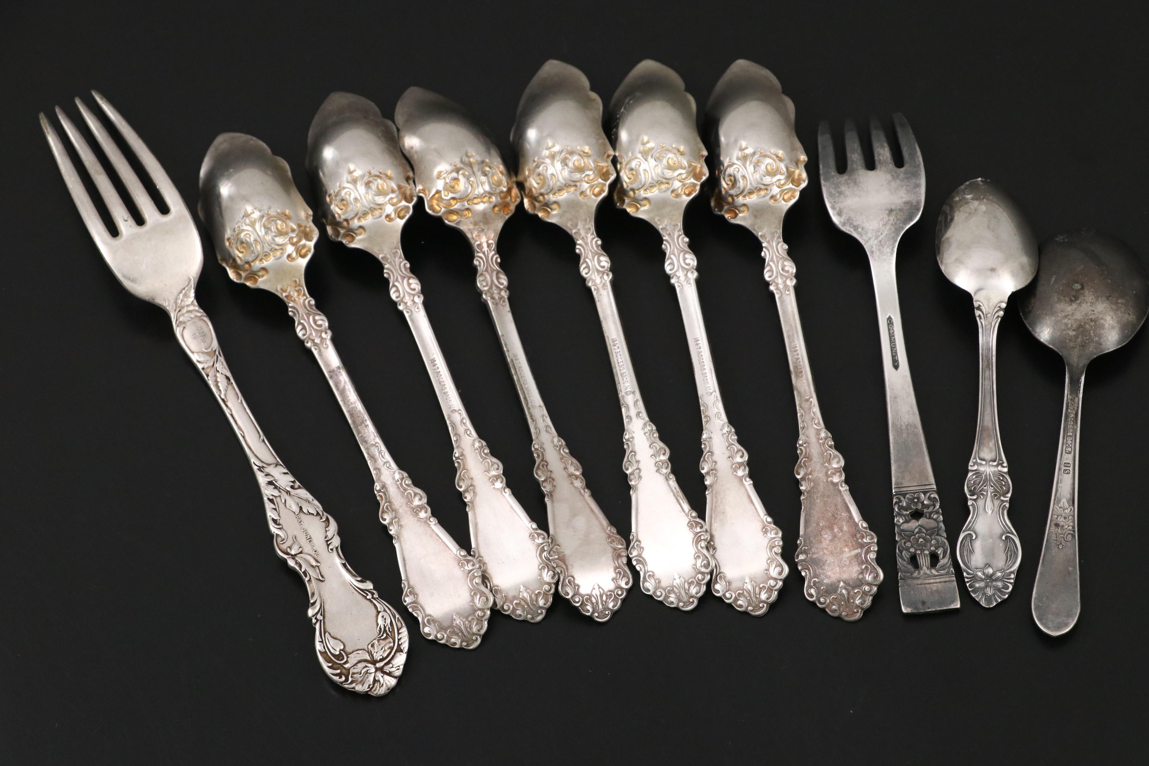 Victorian Style Jelly Spoons with Other Silver Plate Flatware
