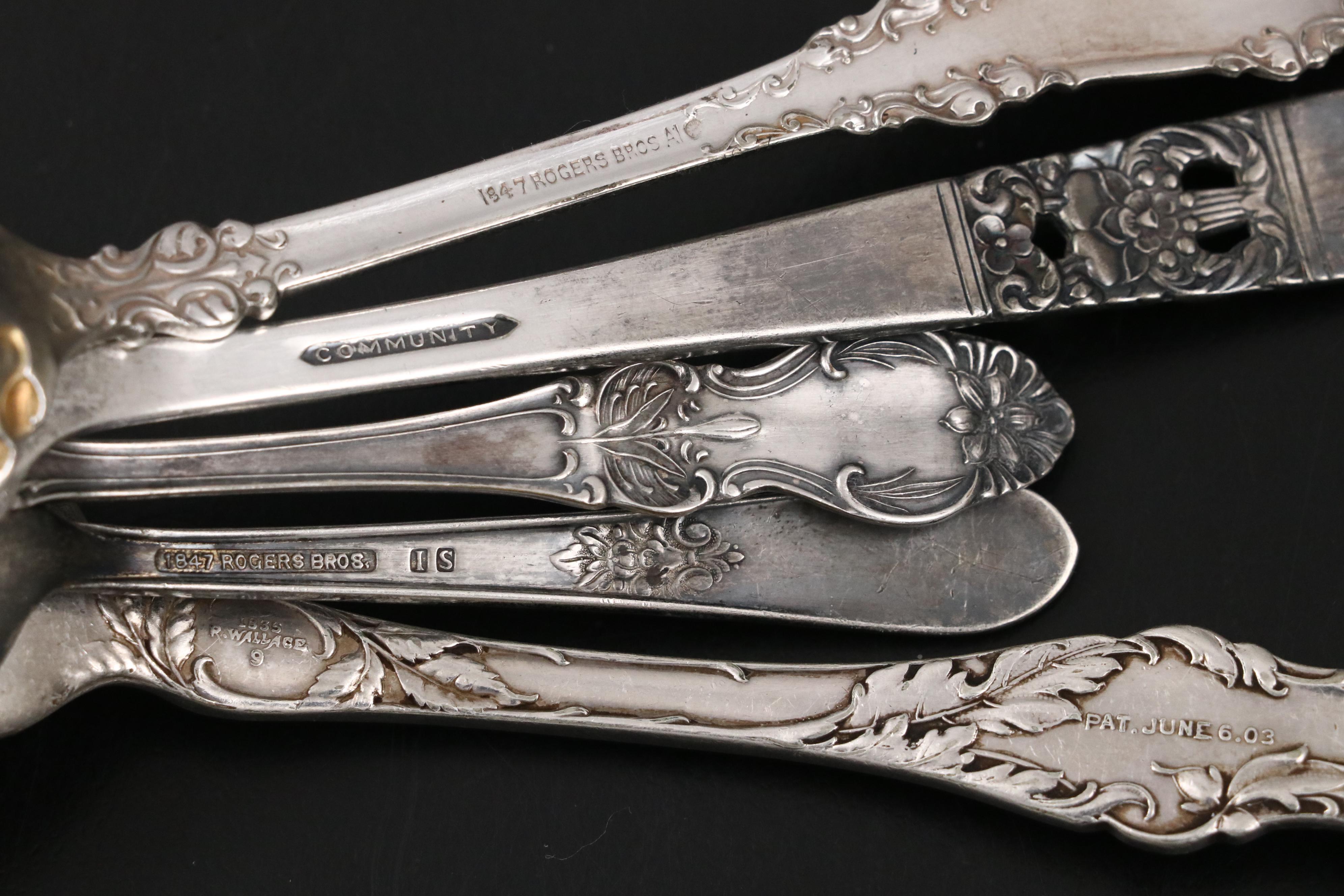 Victorian Style Jelly Spoons with Other Silver Plate Flatware