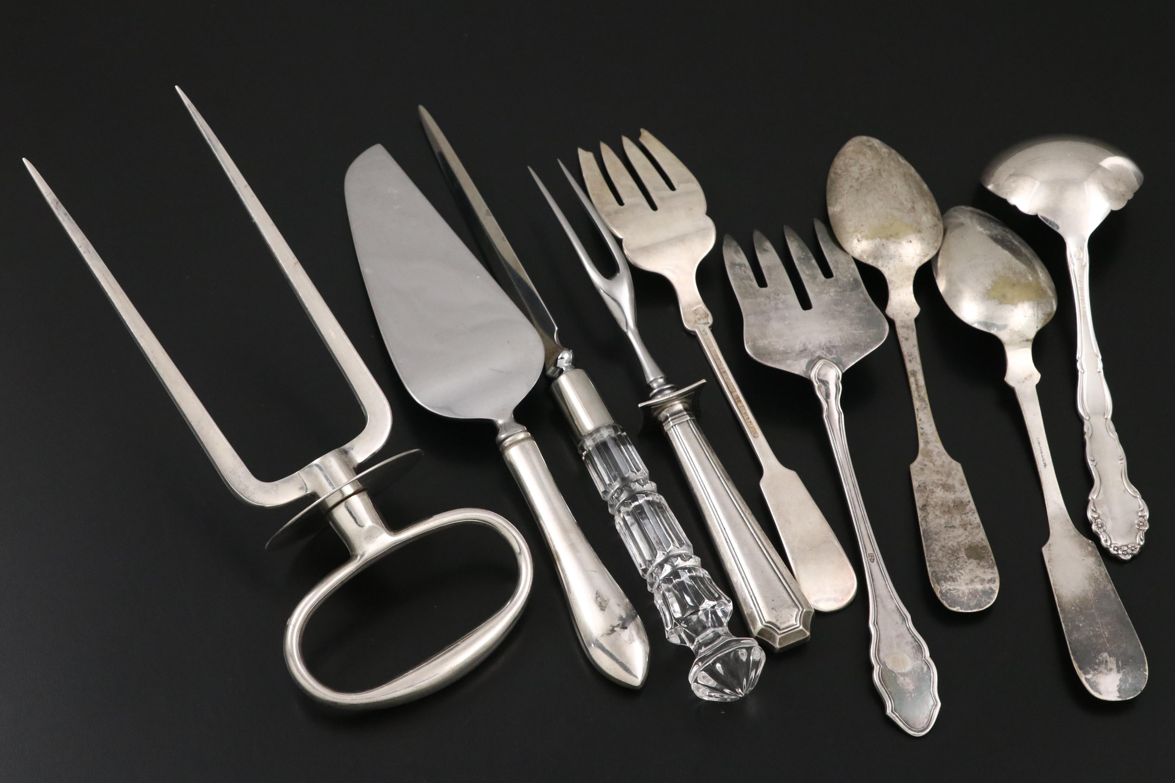 Victorian Style Jelly Spoons with Other Silver Plate Flatware