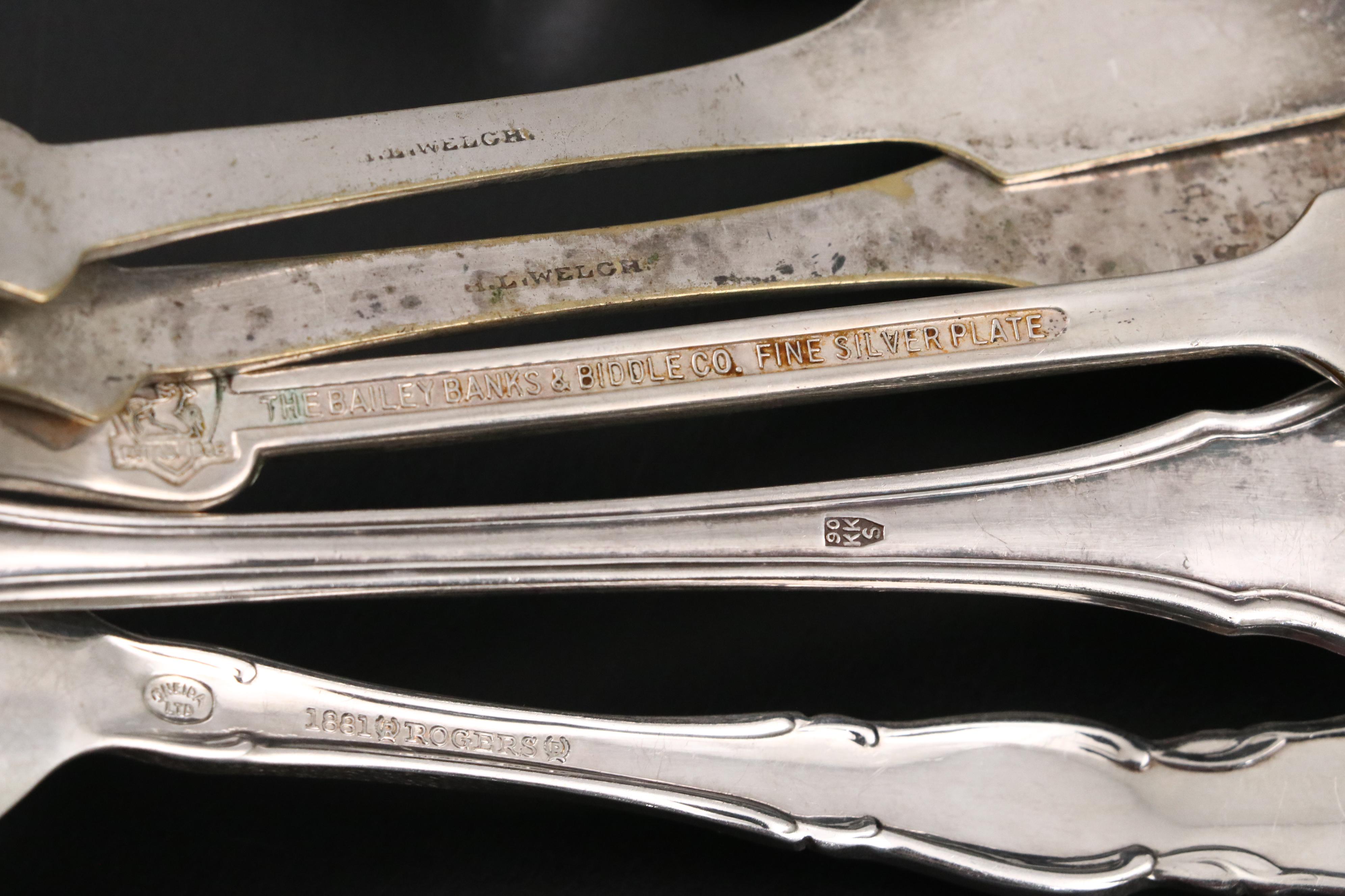 Victorian Style Jelly Spoons with Other Silver Plate Flatware