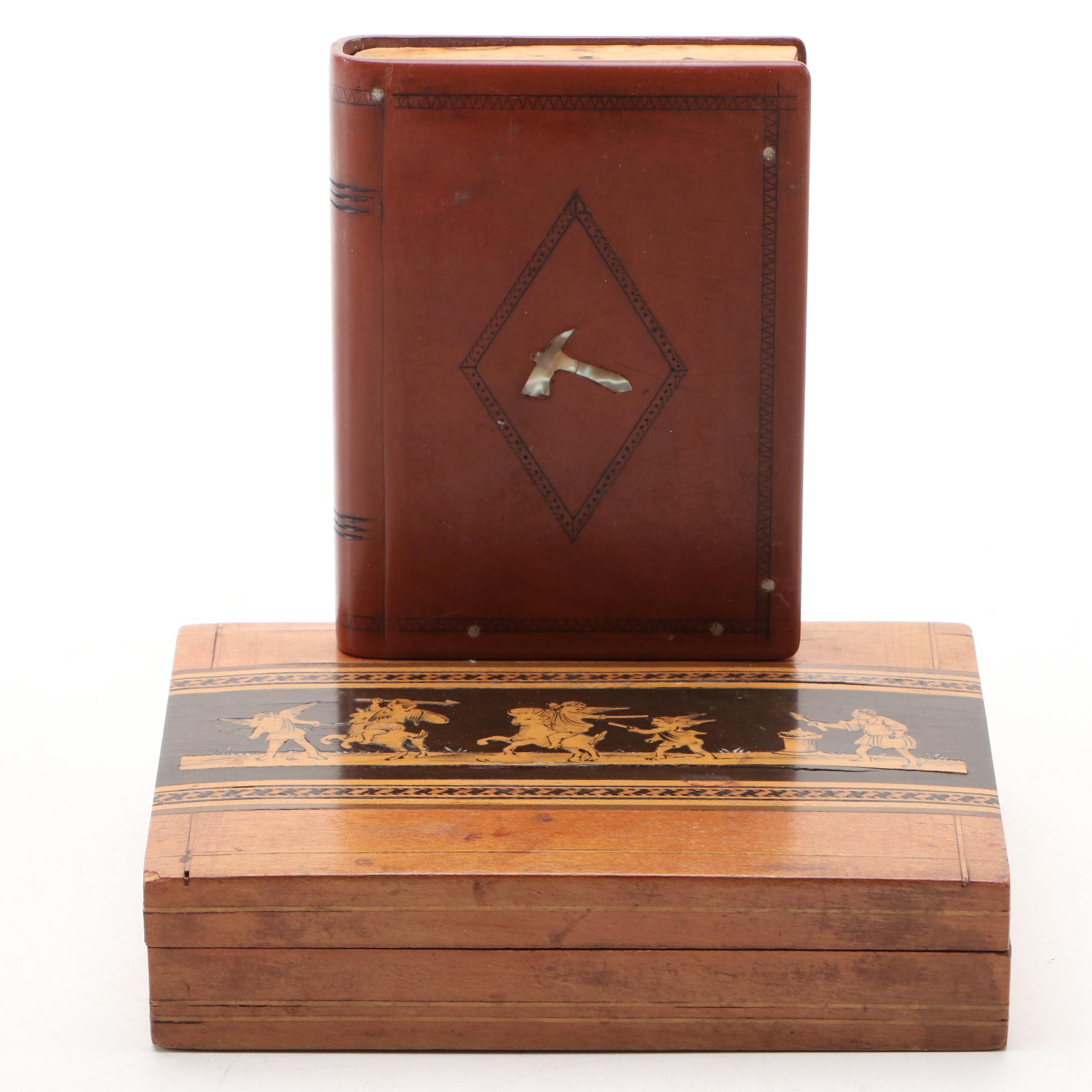 Italian Style Wooden Playing Card Box with Abalone Inlay Cigarette Case