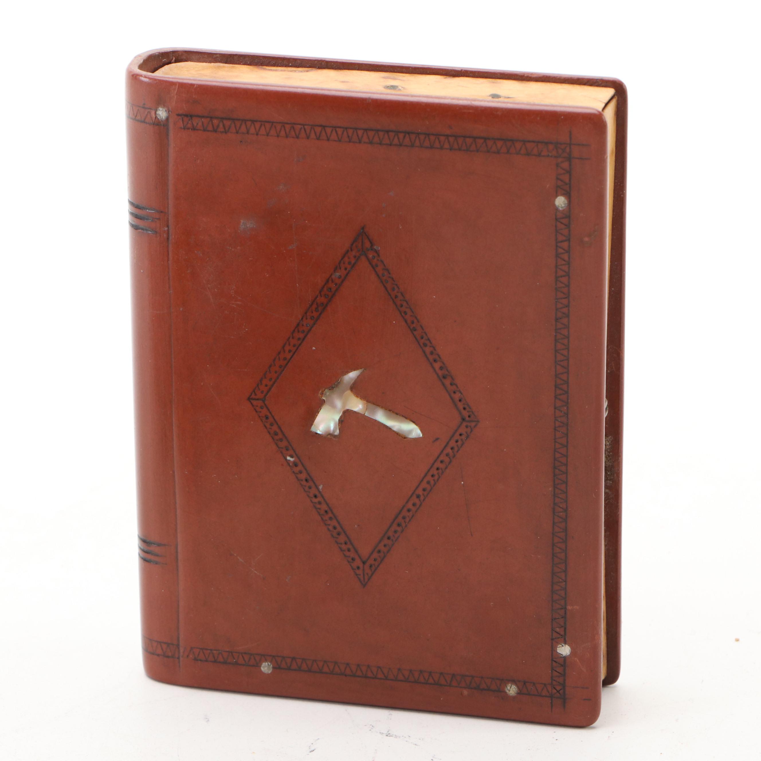 Italian Style Wooden Playing Card Box with Abalone Inlay Cigarette Case