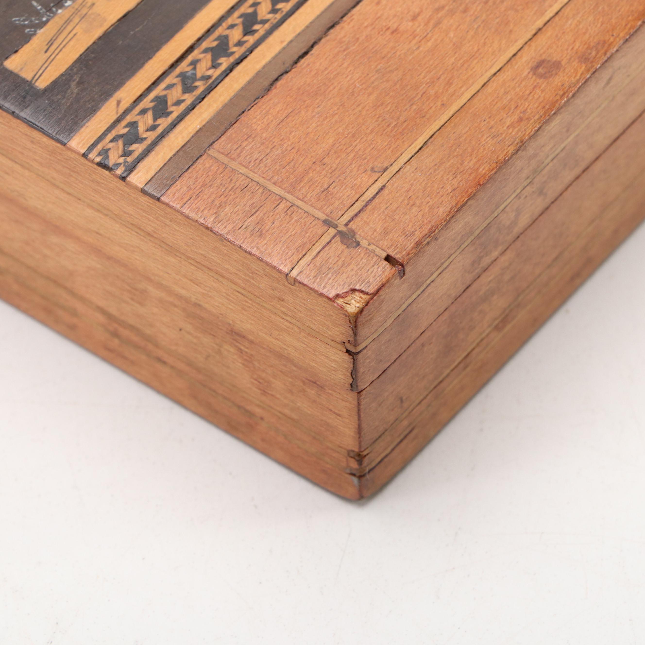 Italian Style Wooden Playing Card Box with Abalone Inlay Cigarette Case