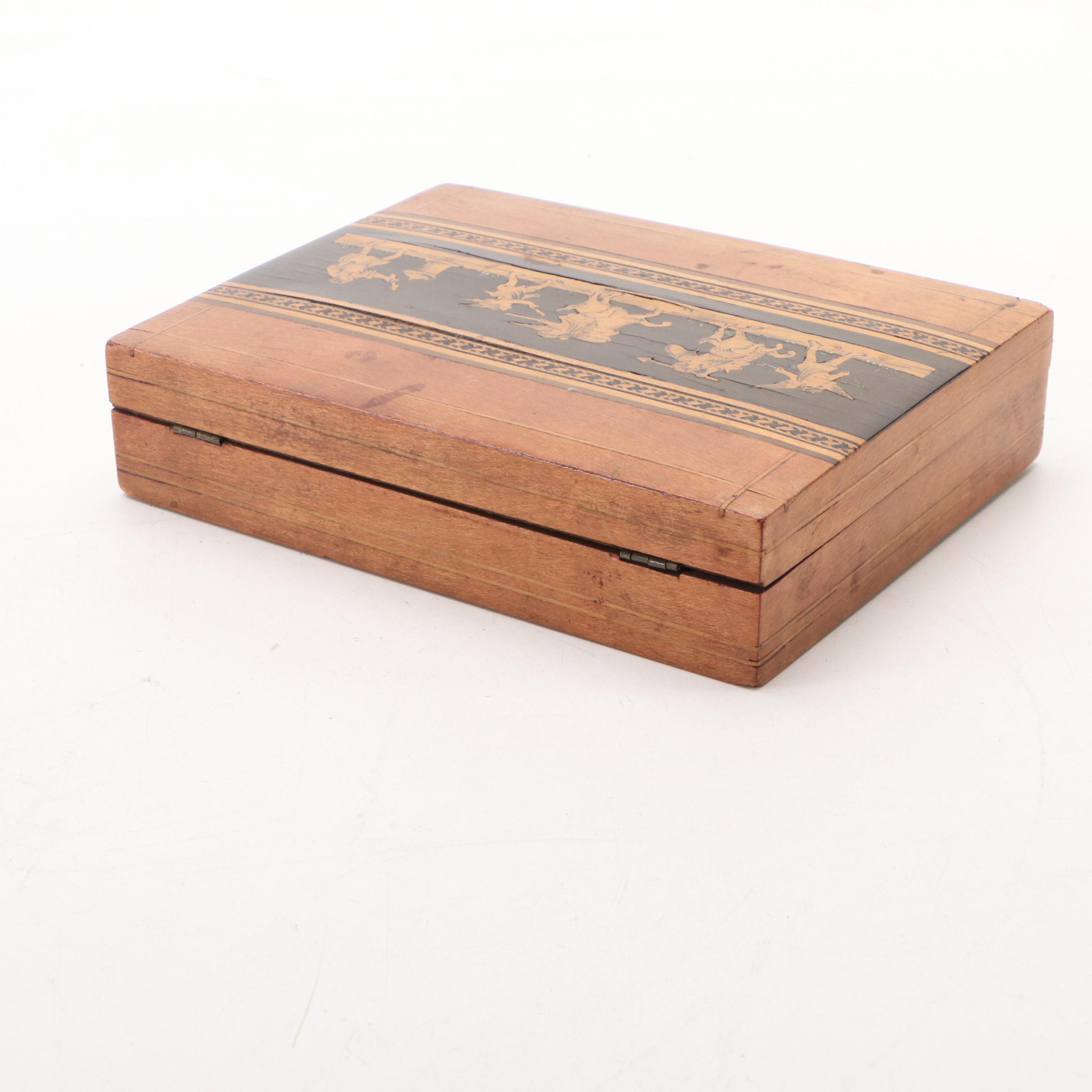 Italian Style Wooden Playing Card Box with Abalone Inlay Cigarette Case