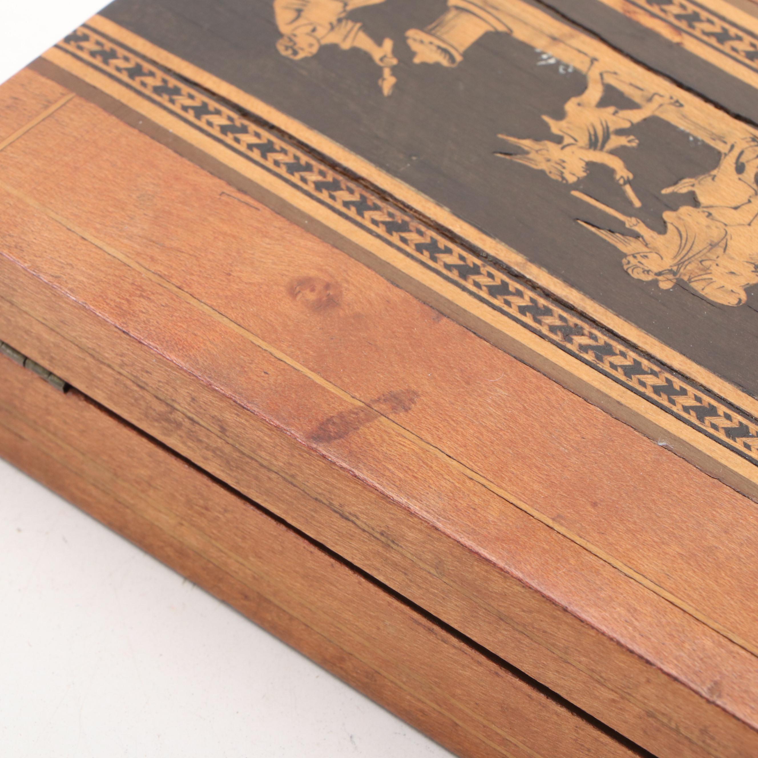 Italian Style Wooden Playing Card Box with Abalone Inlay Cigarette Case