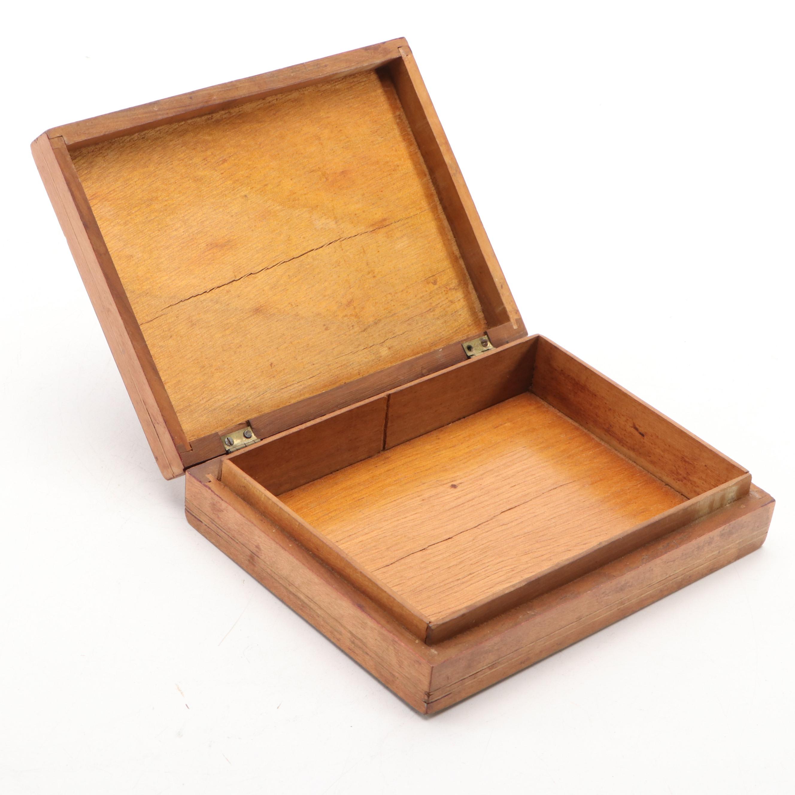 Italian Style Wooden Playing Card Box with Abalone Inlay Cigarette Case
