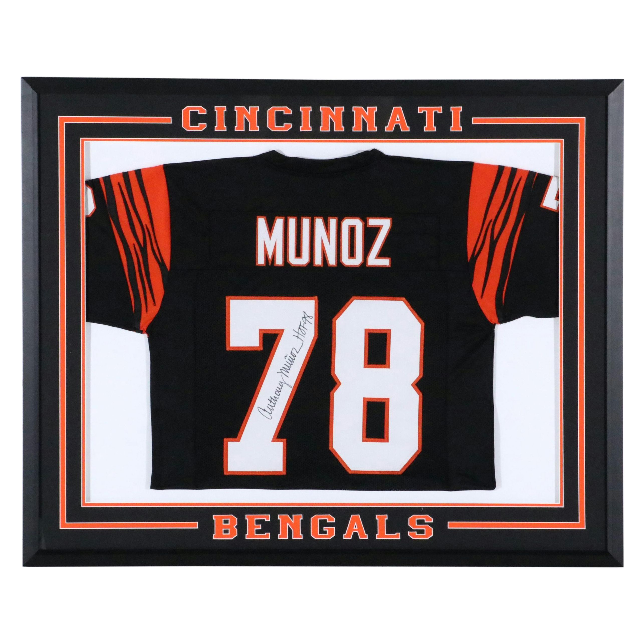 Anthony Muñoz Signed Cincinnati Bengals Football Jersey in Matted Display