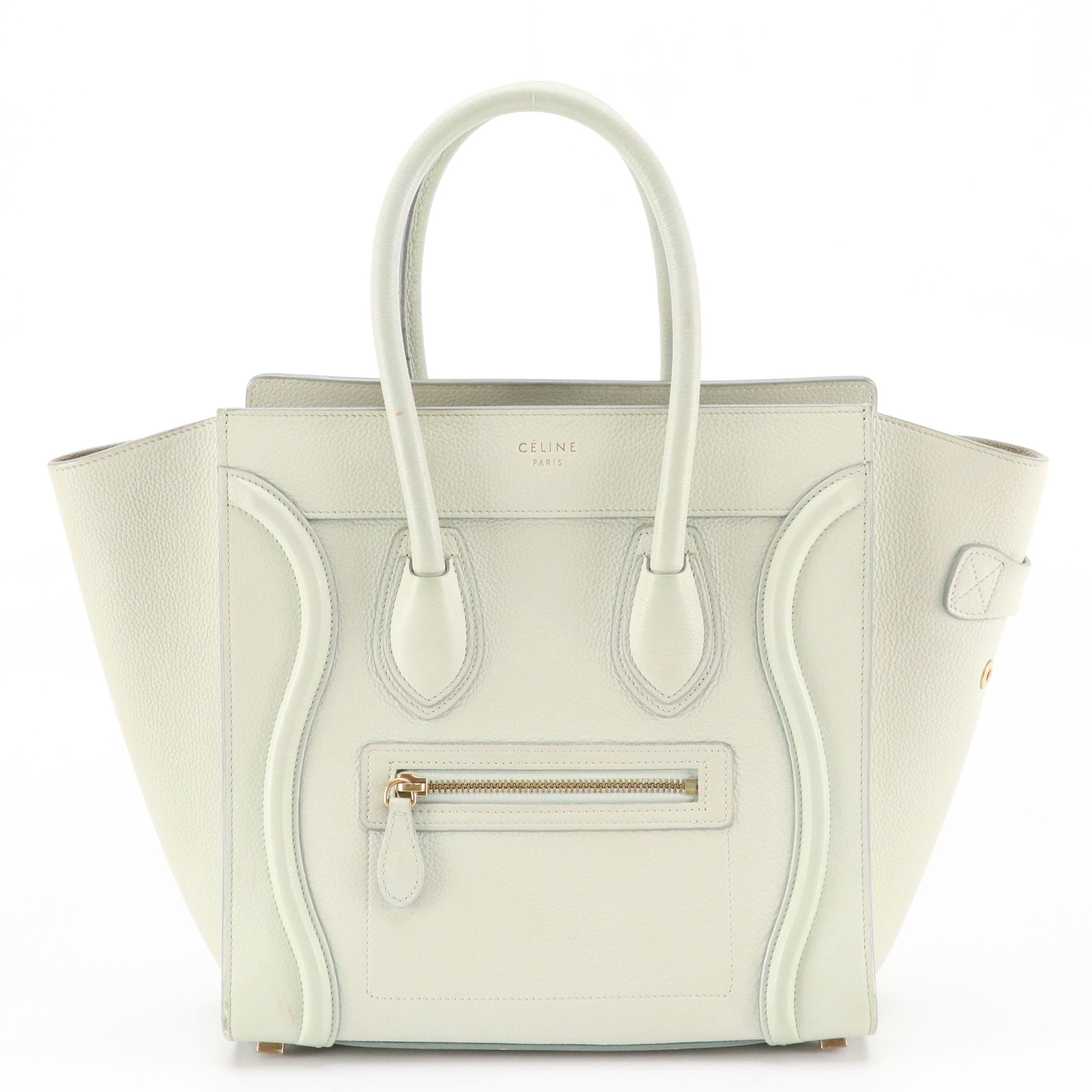 Céline Micro Luggage Tote in Faded Mint Green Grained Calfskin Leather