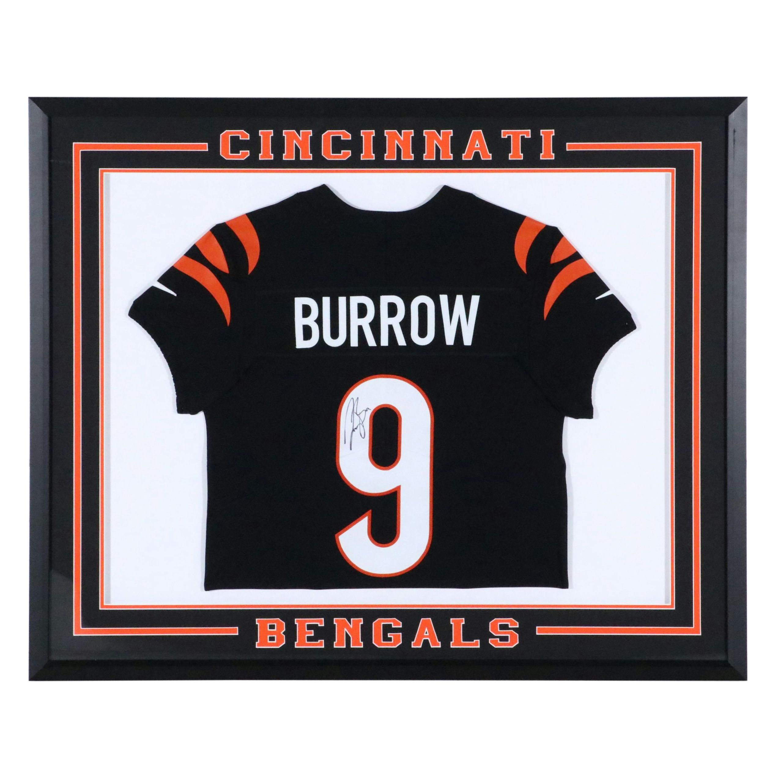 Joe Burrow Signed Cincinnati Bengals Football Jersey in Matted Display