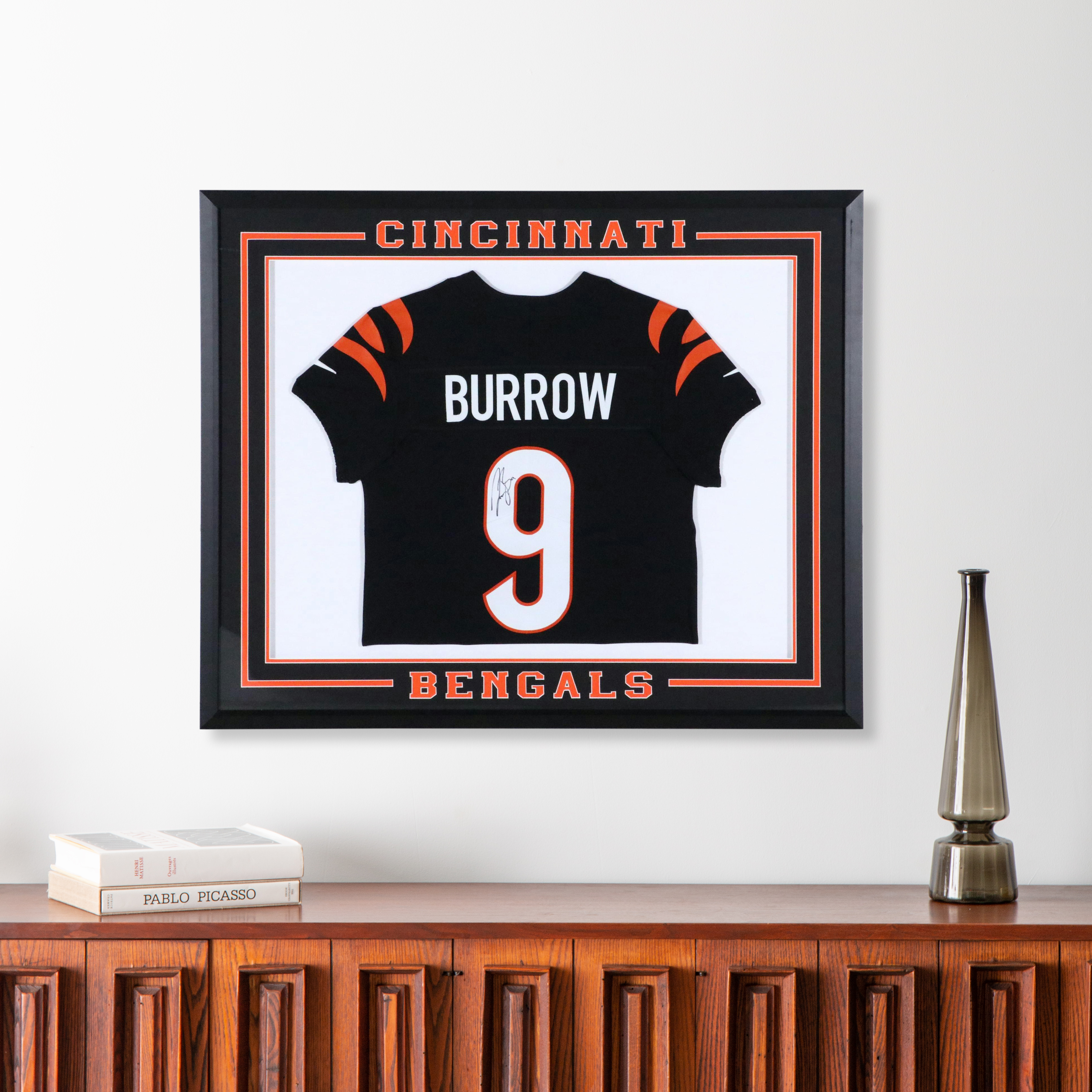 Joe Burrow Signed Cincinnati Bengals Football Jersey in Matted Display